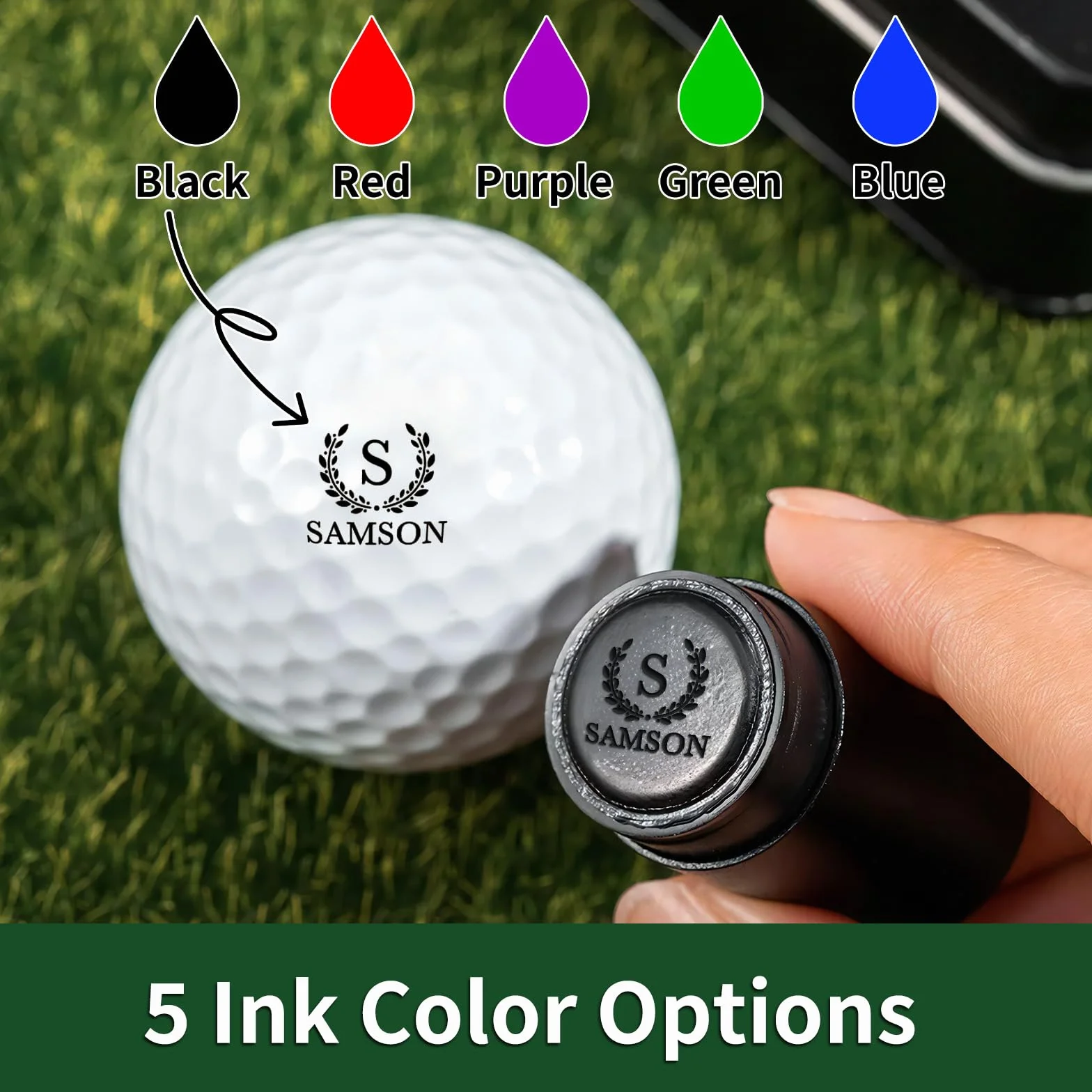 Sello de pelota de golf personalizado con estuche de almacenamiento de metal, marca reutilizable