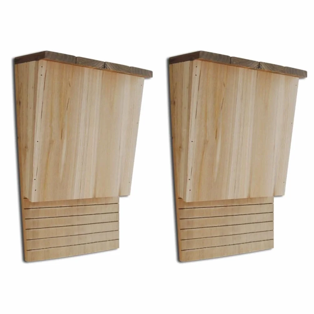 vidaXL 2X Madera Maciza Nidos Cajas Muerciélagos Refugio Acceso Fácil Jardín