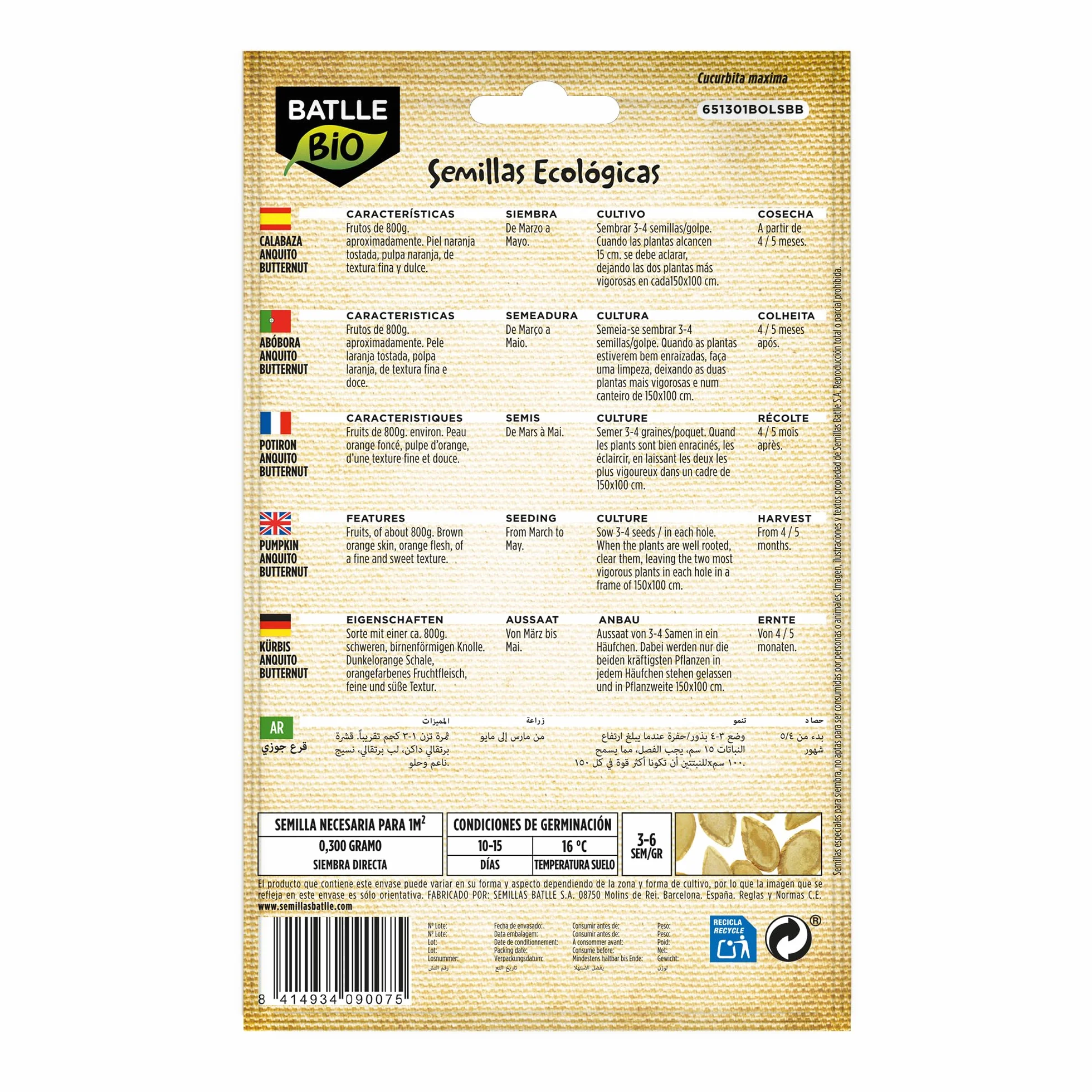 Semillas Batlle Calabaza Butternut - ECO