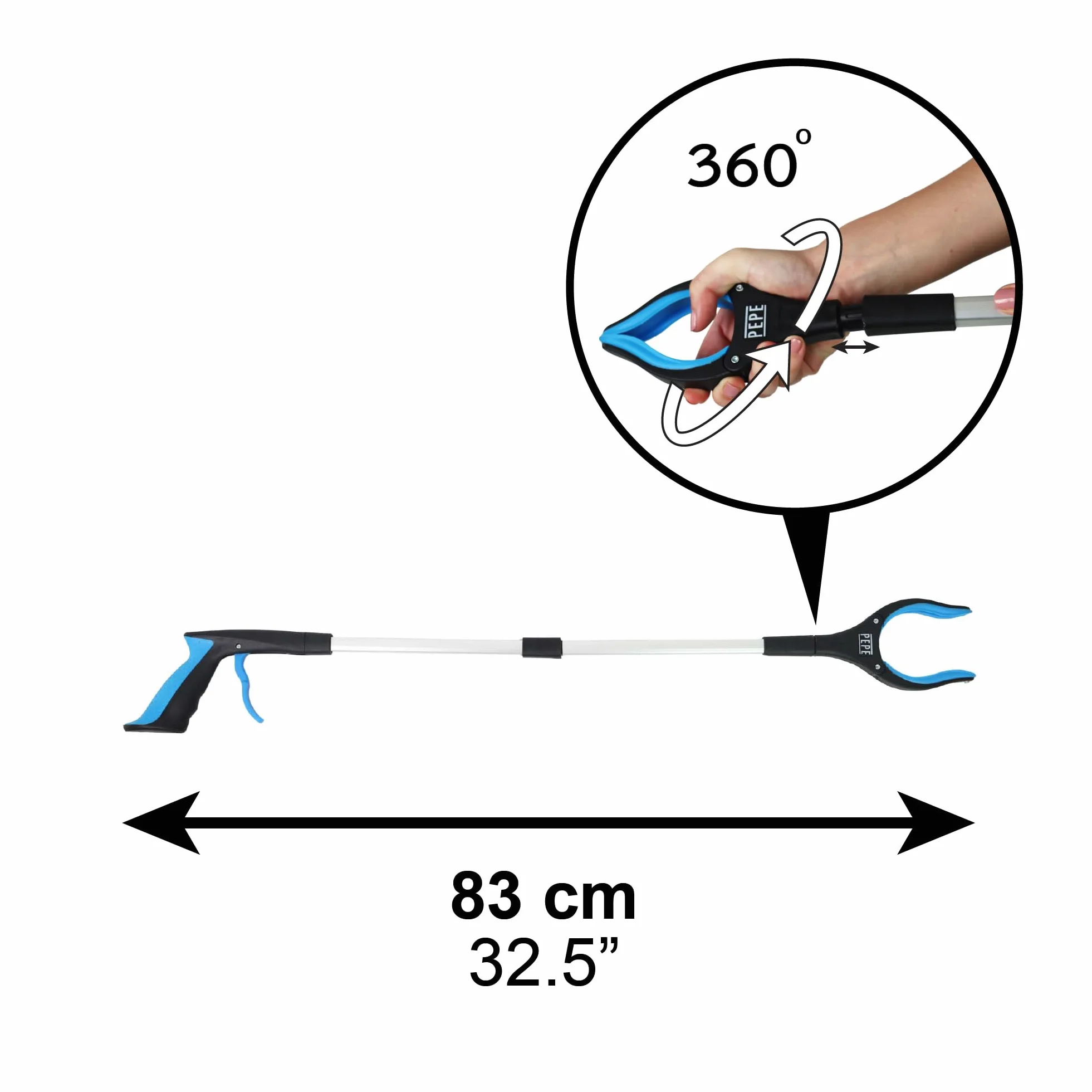 PEPE Mobility Pinza Brazo Recoge Objetos Plegable, Larga para Alcanzar, Pinzas Ergonomicas con Imán, Alcanzador de Objeto