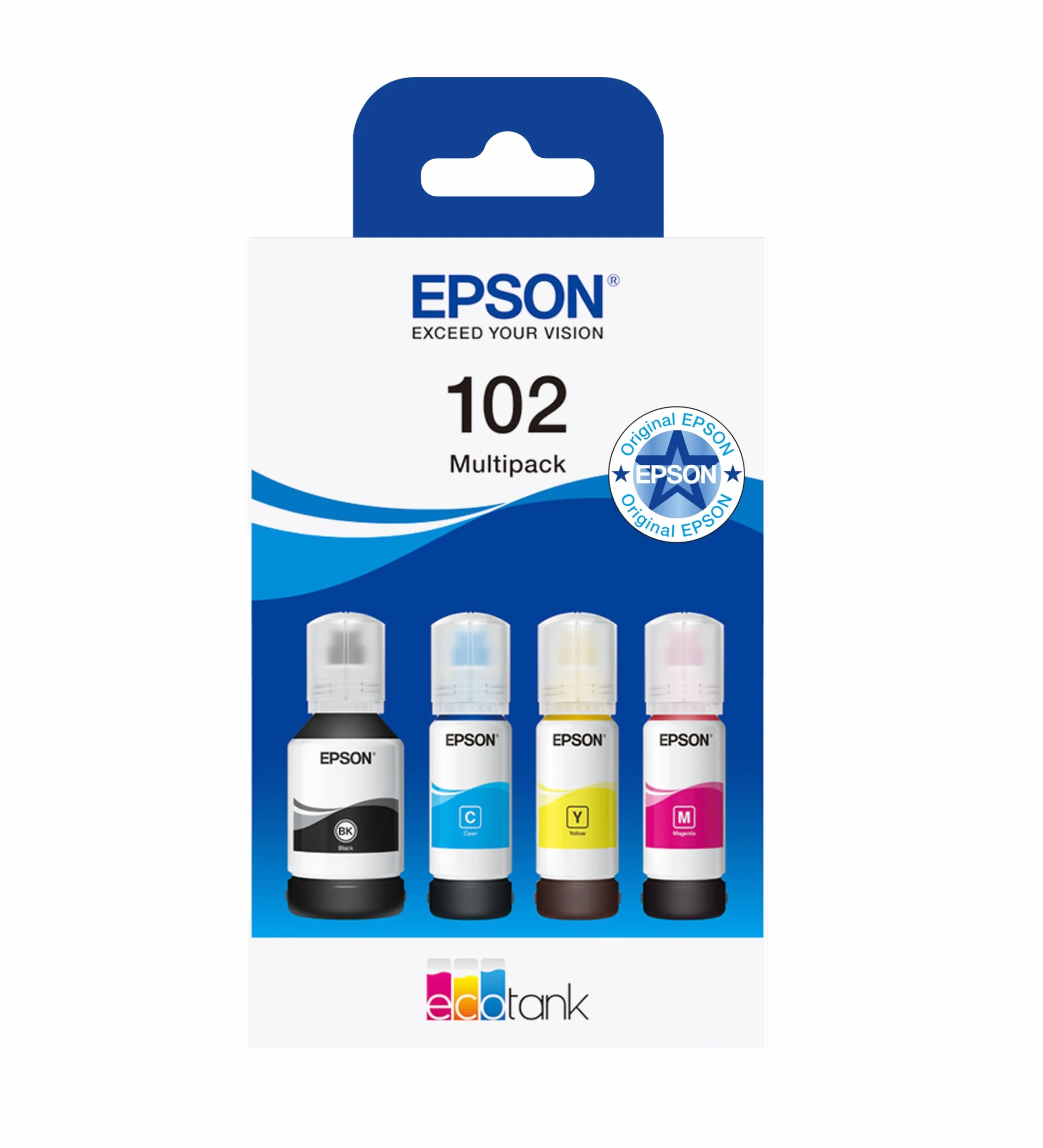 Epson Botellas de tinta originales EcoTank serie 102 4 Colores negro cian magenta amarillo