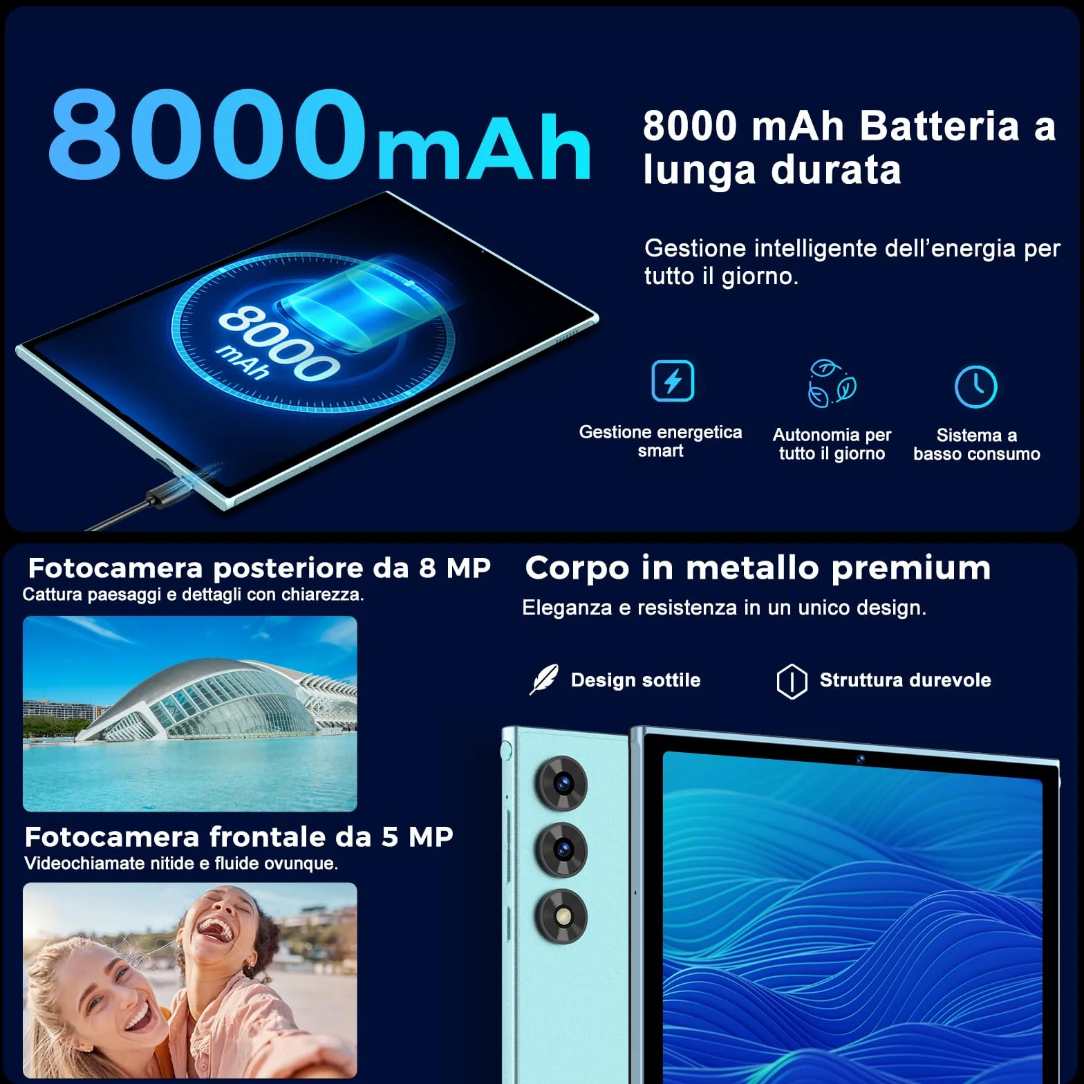 Tablet 10 Pulgadas Android 15 Gemini AI 30GB RAM 128GB ROM Ampliable 2TB Octa-Core WiFi 6 Widevine L1 Batería 8000mAh Cámara 8/5 MP Teclado Ratón Funda Cuerpo Metálico Verde Claro