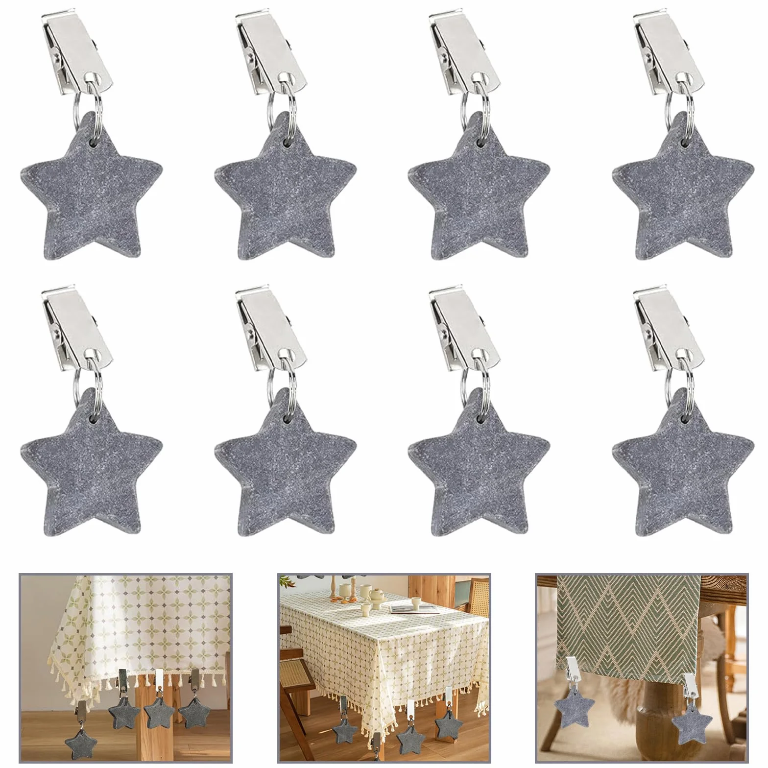 Pesos para Manteles, Pinzas Mantel Mármol, Pesas para Manteles en Perchas con Pinzas, para Mesas Decorativas, de Exterior, de Picnic, para Cenas Familiares