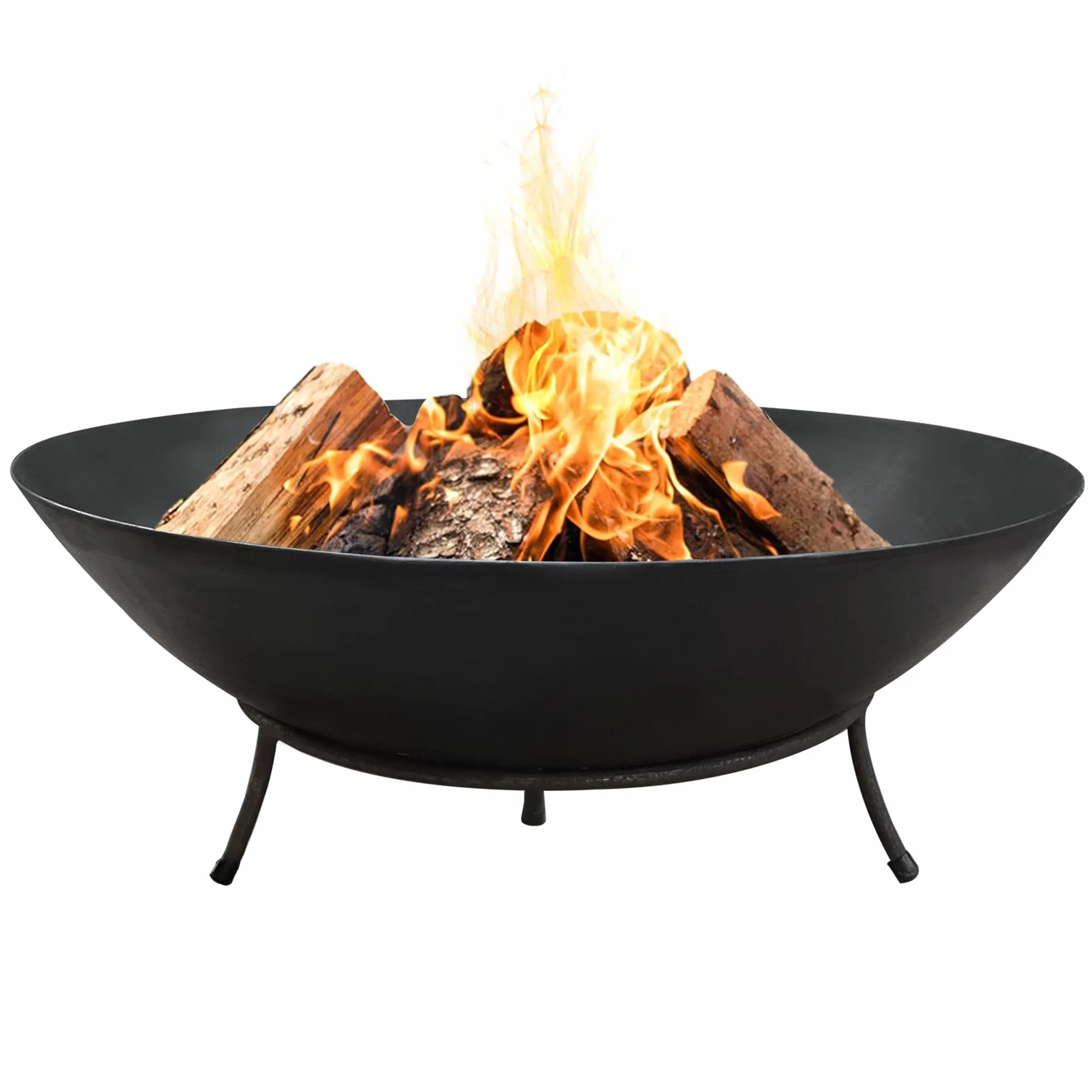 Köhko Cuenco de Fuego Marbela Aprox. 50x50x24 cm de Acero con 3 pies para Barbacoa, Fuego de jardín y Todas Las Noches maravillosas