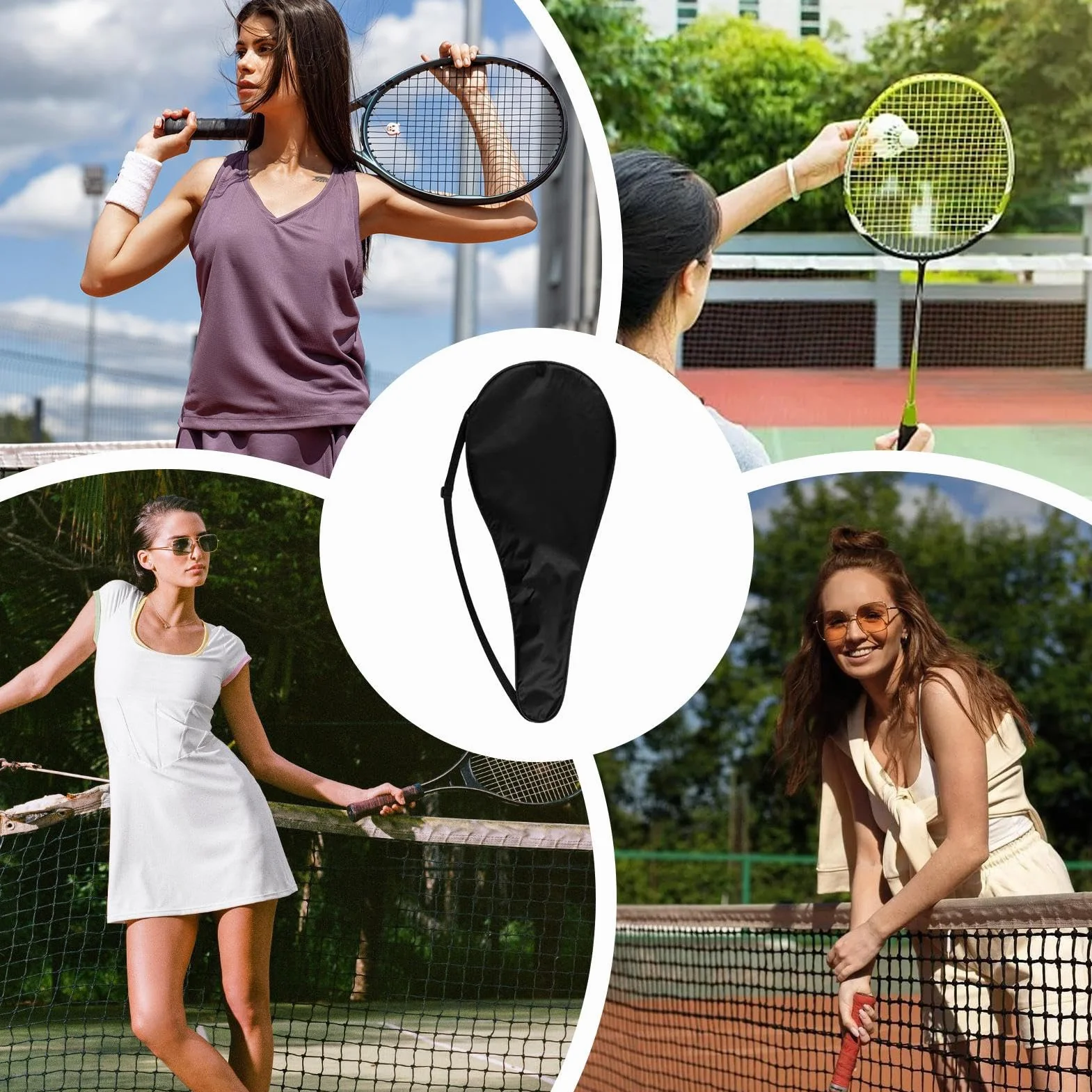 Funda para Raqueta de Tenis, Bolsa de Almacenamiento con Correa Ajustable