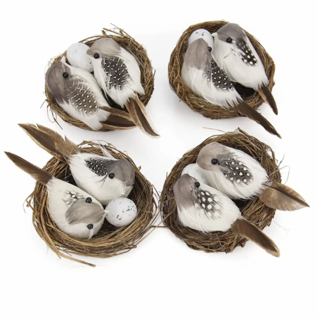 Pájaros realistas con plumas artificiales con huevo de nido para el hogar, jardín, ornamento de jardín, manualidades al aire libre, pájaro realista para ventana, jardín, balcón, patio, césped, patio
