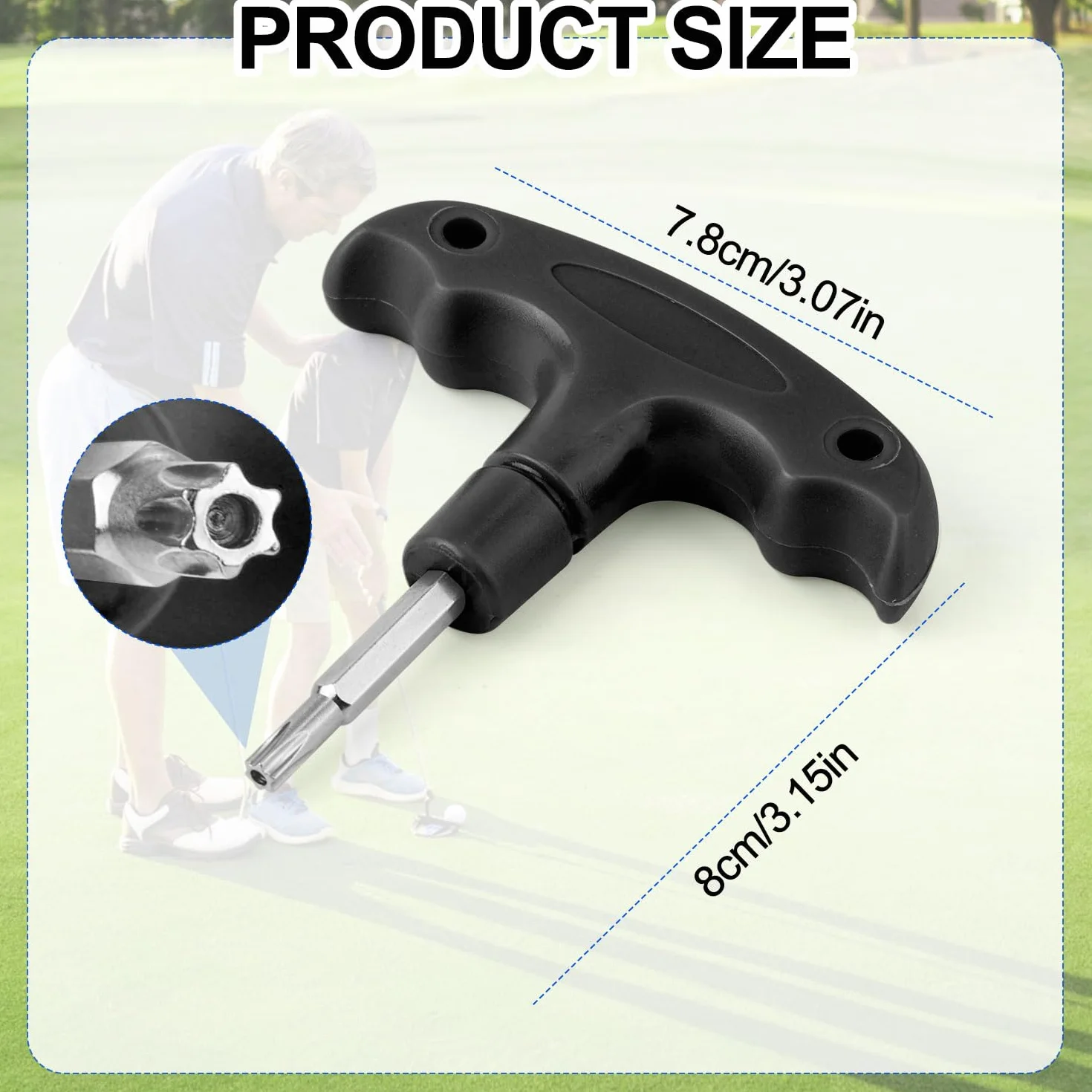 XIHIRCD Llave Dinamométrica Golf, Herramienta Ajustable Mango Plástico, Llave Driver Metal Palos Golf Negro