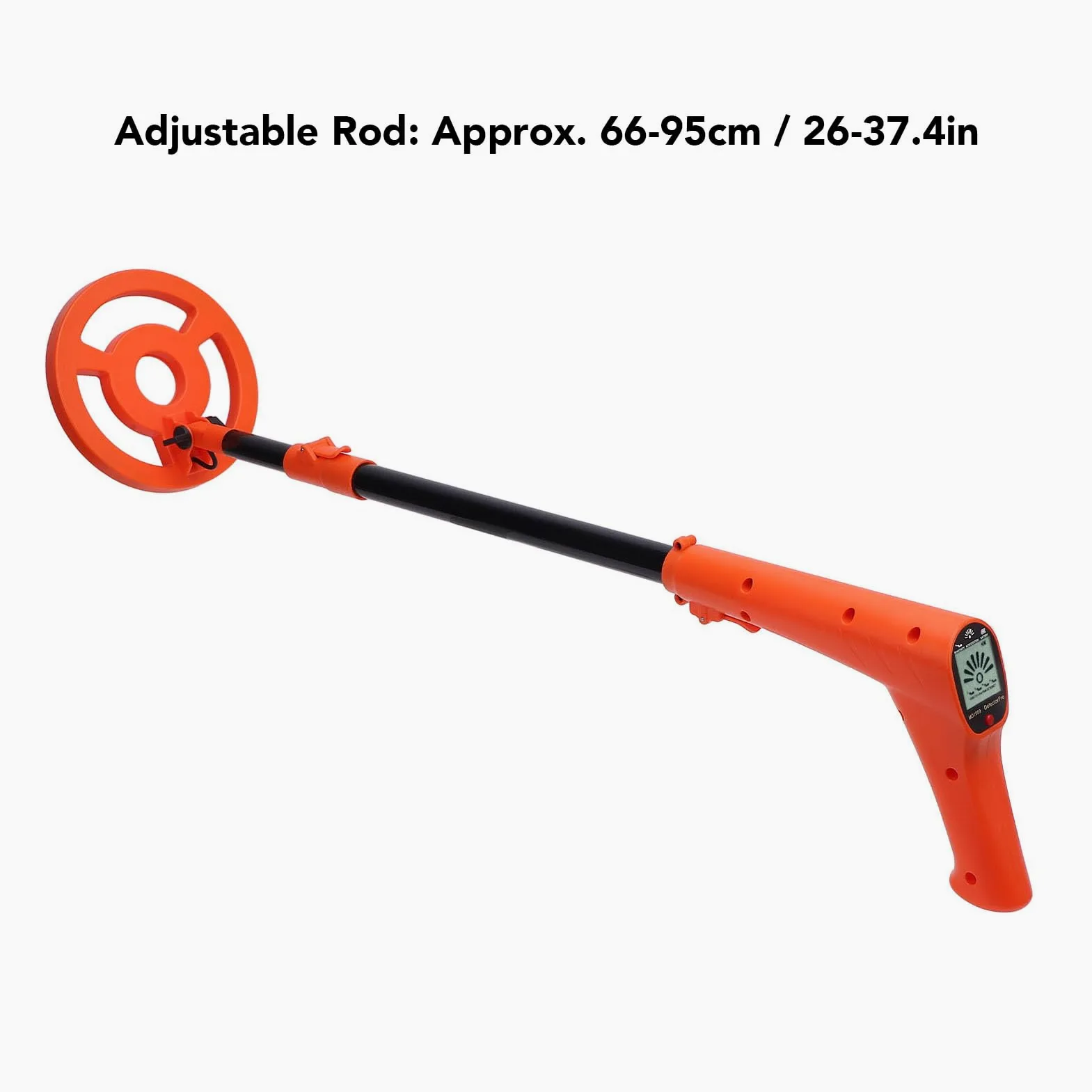 Detector de Metales de Mano Bobina de búsqueda de 6 Pulgadas Pantalla LCD Probador de Metales retráctil con Aviso de luz y Sonido