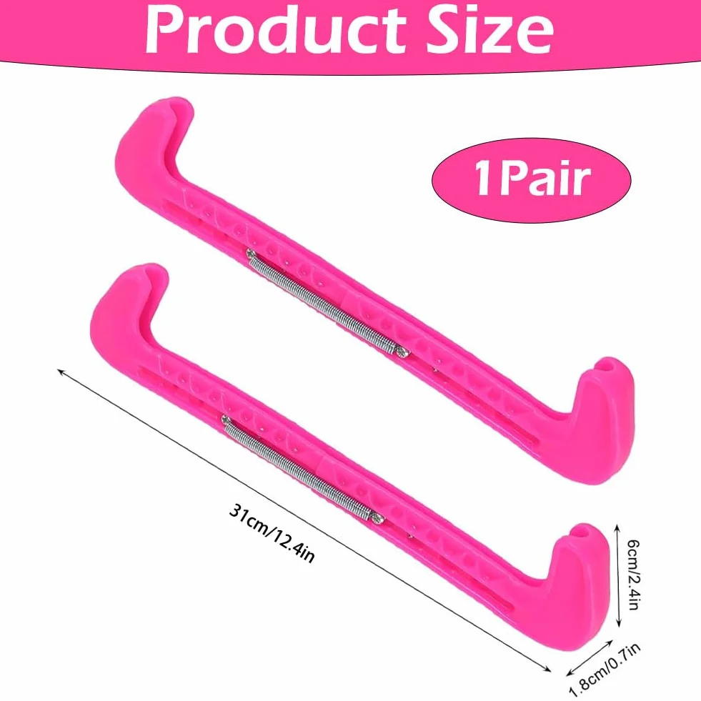 LightBeacon 1 Par de Protectores de Patines de Hielo Ajustables, Protecciones de Hoja para Patinaje Artístico, Rosa