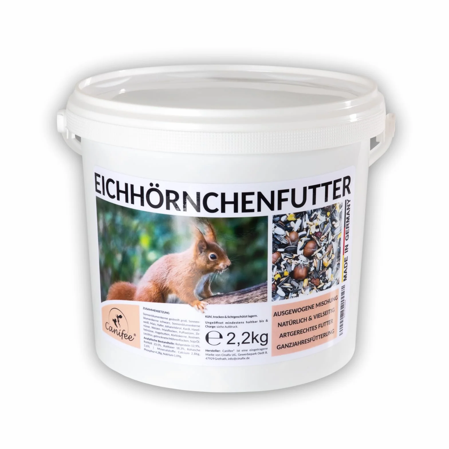 Comida para Ardillas 2,2 kg, alimento Natural para Animales Silvestres como Mezcla Anual. Alimento de Todo el año con un Extra de avellanas, también Apto para Ardillas listadas