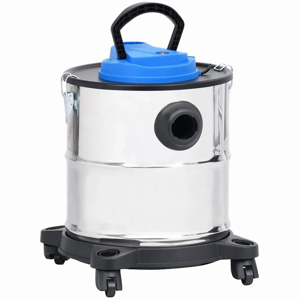 Aspirador de cenizas de acero inoxidable, 1200 W, 20 L, con filtro HEPA, manguera de metal flexible, función de soplado, móvil por ruedas, adecuado para la limpieza de la chimenea y el coche