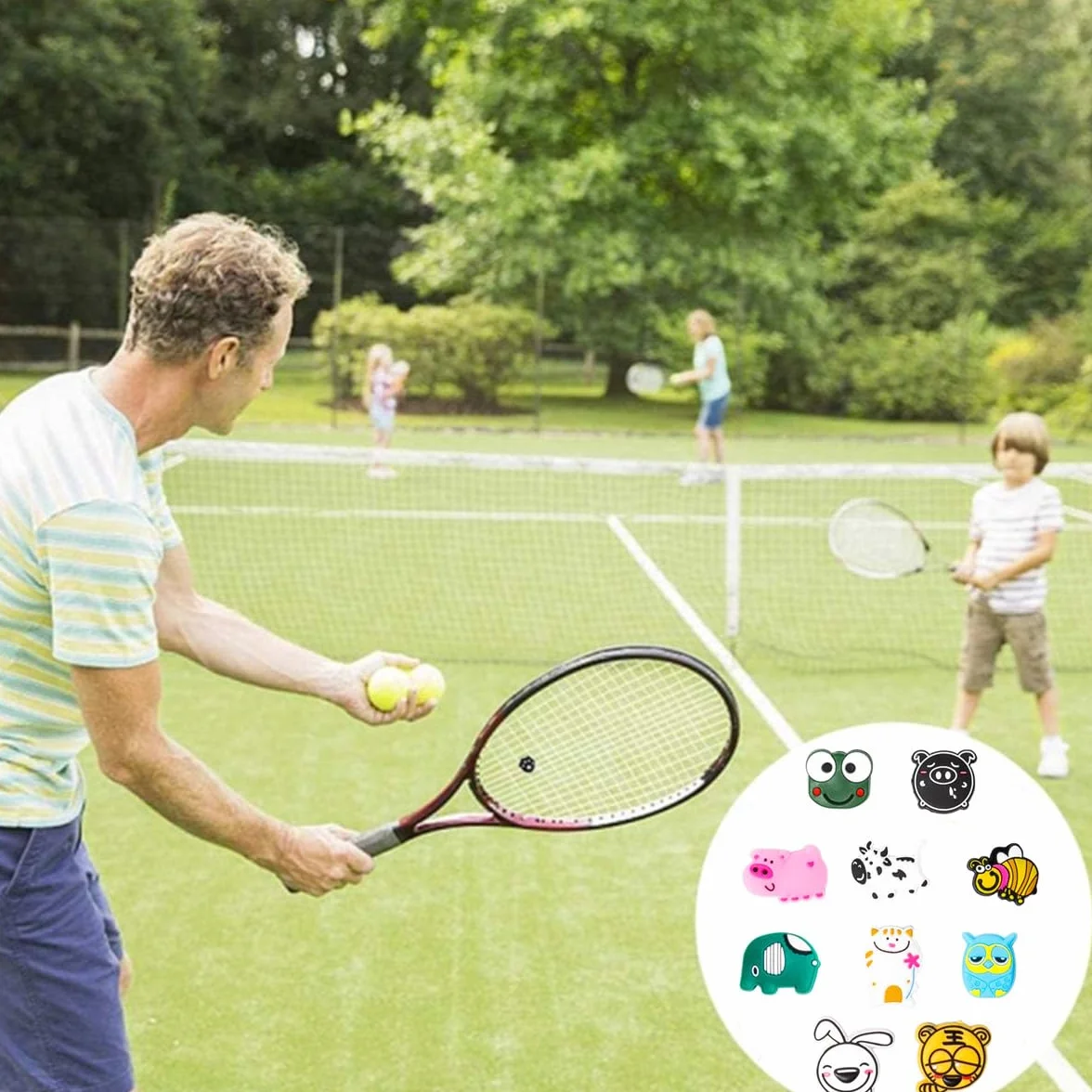 10 Piezas Amortiguador de Silicona para Raqueta de Tenis con Estampado Animal