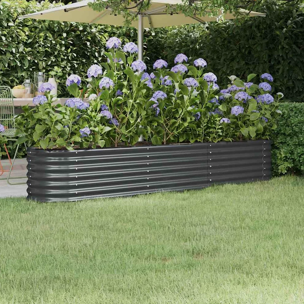 Hothingwell - Cama elevada, acero galvanizado, color gris | Resistente a la intemperie, Revestimiento termolacado, gran espacio para plantas, ideal para balcón o patio