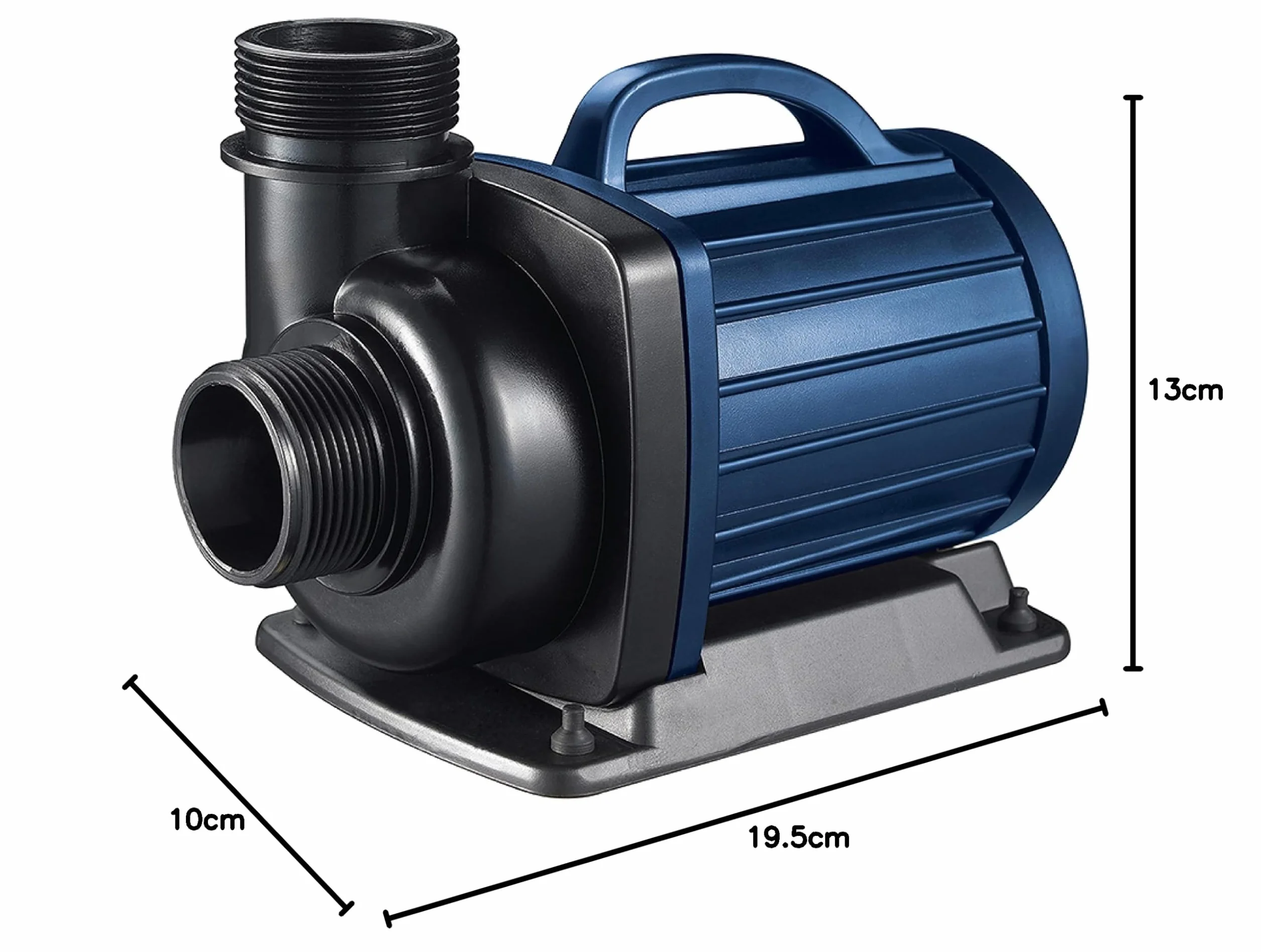 AquaForte Bomba de estanque DM 10000 de bajo voltaje 12 voltios 85 vatios, caudal 10m3 p/h, altura de impulsión 5 m, protección automática contra funcionamiento en seco, longitud del cable 10 m