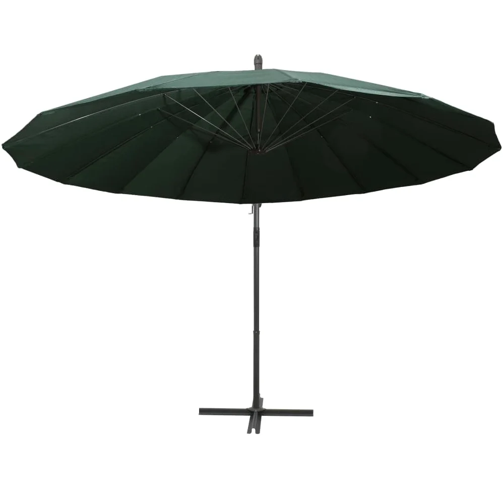 Sombrilla de Jardín con Mecanismo de Manivela y Base Cruzada, 16 Varillas y Poste de Aluminio para Protección UV y Espacio Extra Grande, Tela de Poliéster Fácil de Limpiar