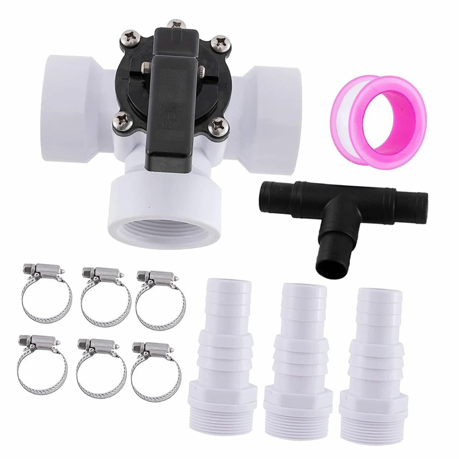 Adaptador de Manguera con válvula desviadora de Piscina, práctico y desviador de 3 vías para una práctica conexión de tubería de PVC.