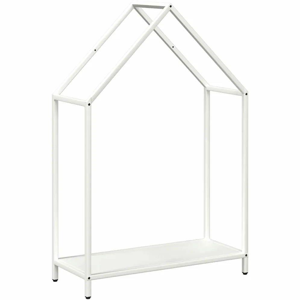 Estantería para leña blanca de acero laminado en frío, 60 x 25 x 90 cm, soporte para leña de chimenea con gran capacidad, para uso interior y exterior y orden en el salón, jardín o terraza