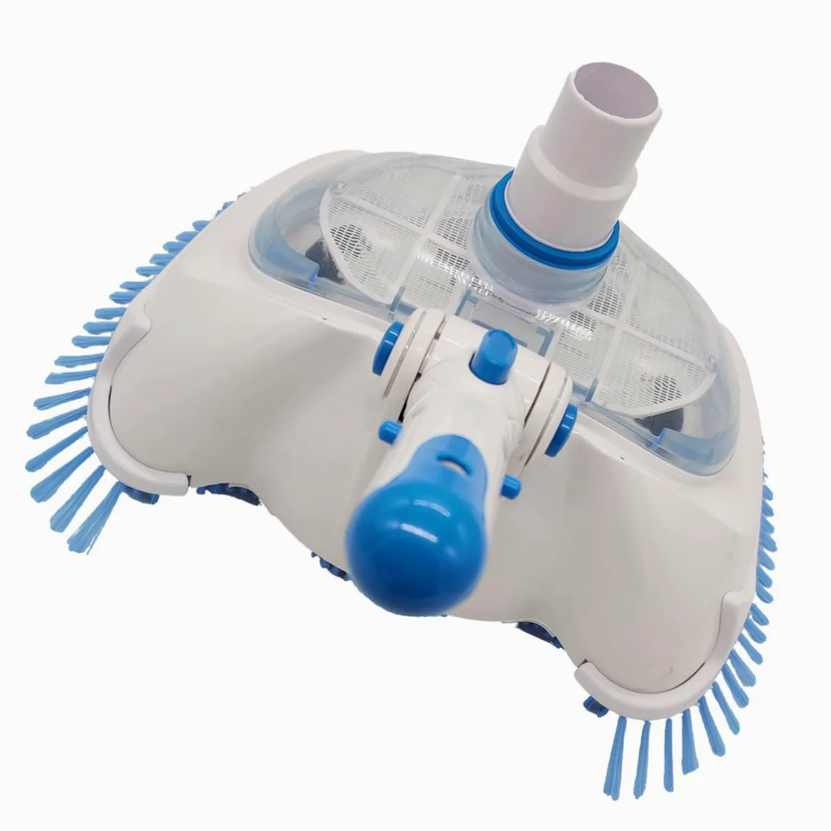 Cabezal de Aspiradora para Piscina con Cepillo de Cerdas Angulares y Cubierta Transparente Herramienta de Limpieza para Fondo y Paredes Compatible con Varilla Telescópica para