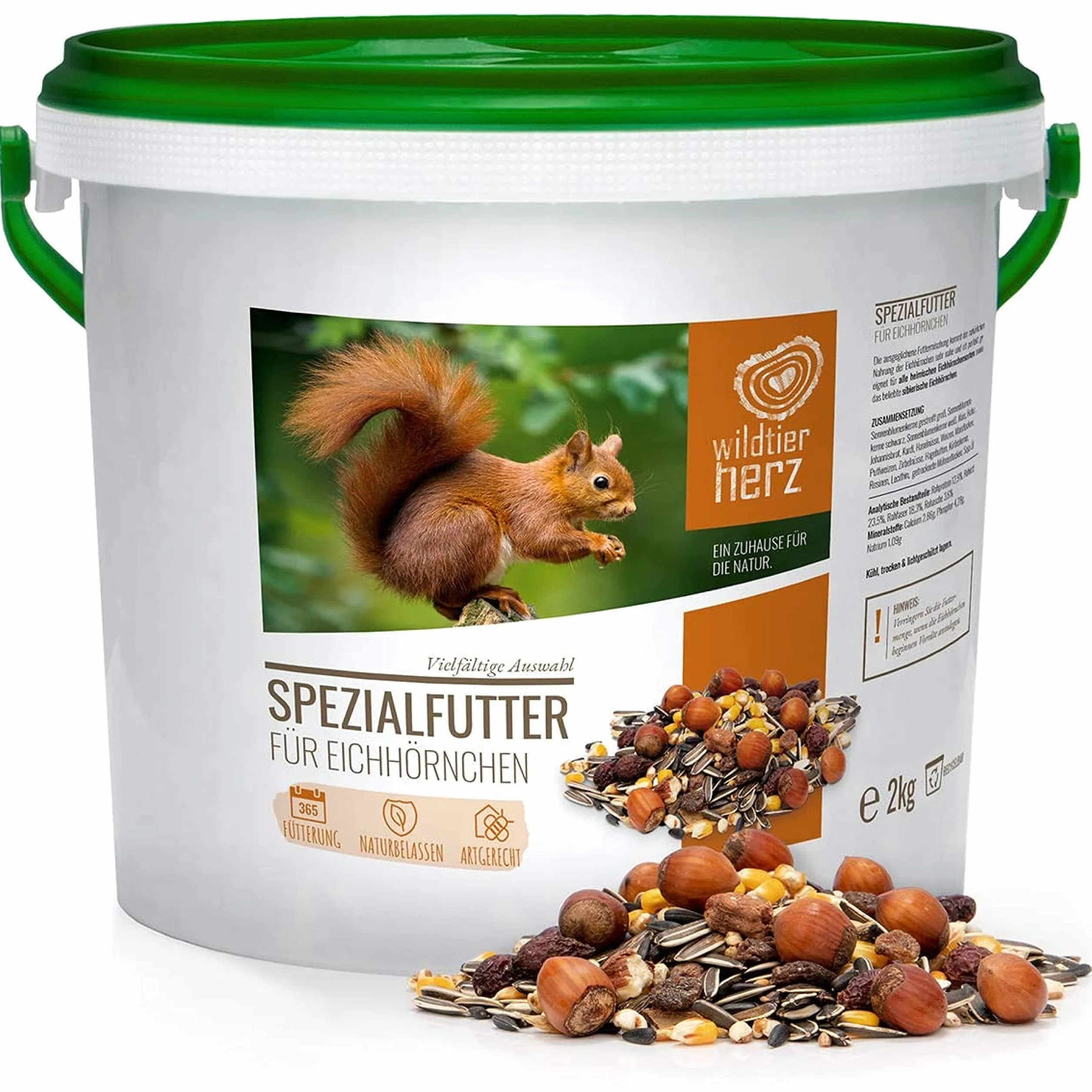 wildtier herz I Alimentación para Ardillas 2kg I Comida de Ardillas para Alimentos - Alimento para Ardilla
