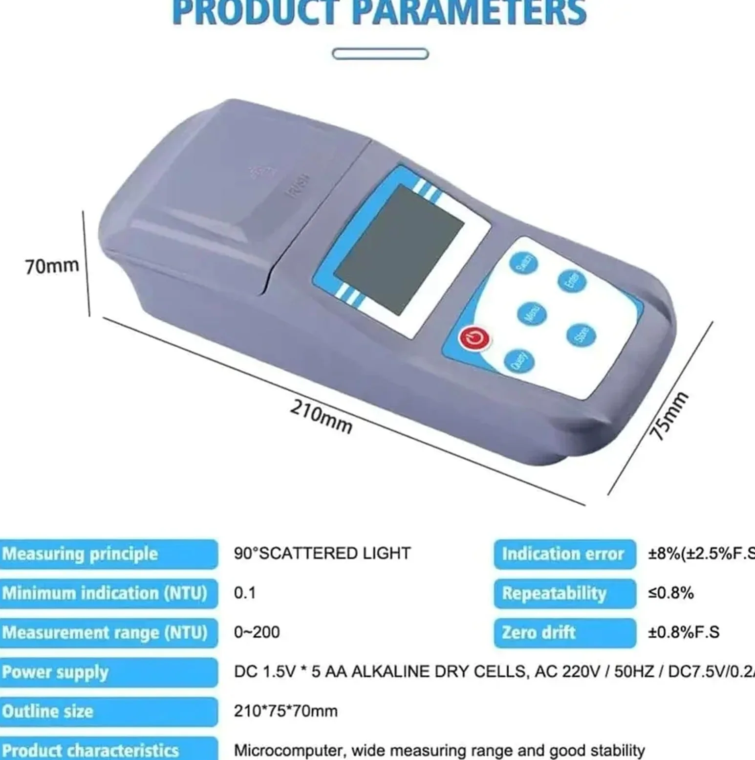 Medidor de turbidez digital, Turbidímetro portátil, microordenador, medidor de turbidez digital alta precisión for piscinas, laboratorio calidad del agua,para pruebas de calidad del agua