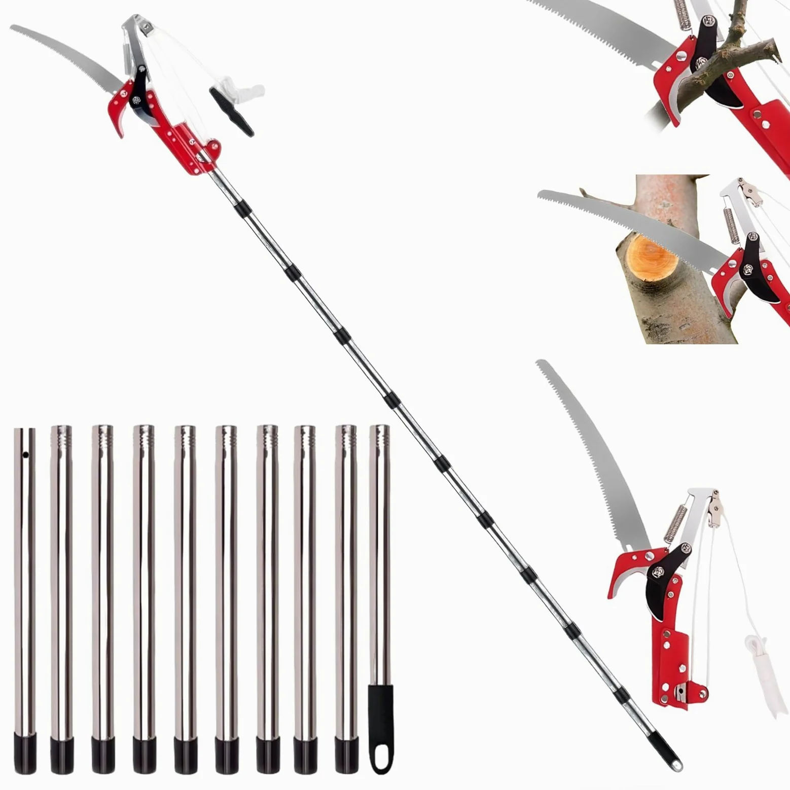 Sierra de podar telescópica 82-410 cm cortador de ramas manual para jardines
