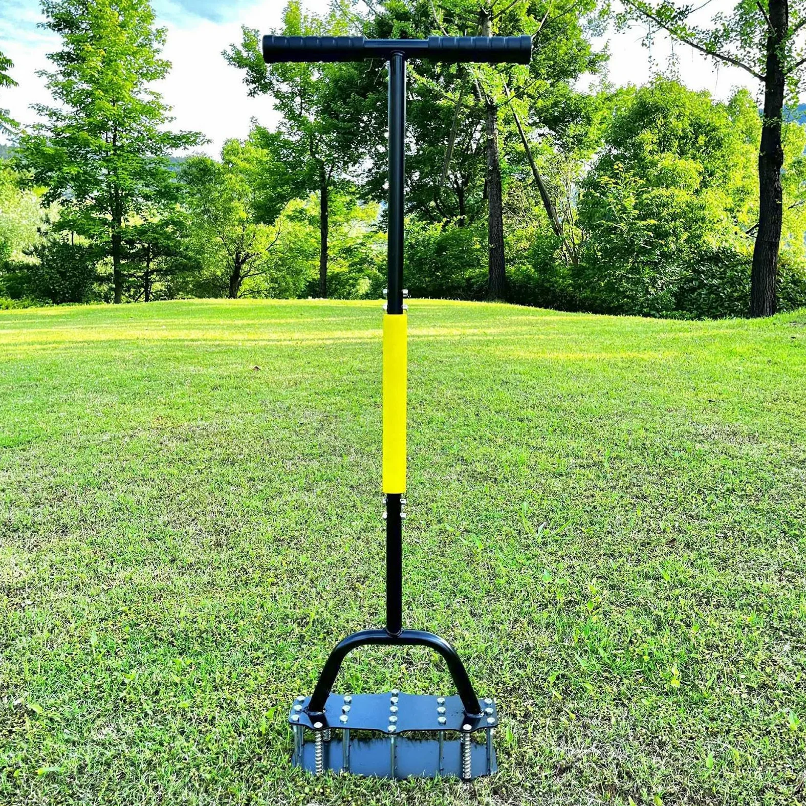 Aireador de Césped Herramienta Manual para Airear el Suelo | Diseño con resorte, aireador para césped con 17 púas de acero para aireación de jardines y jardinería de