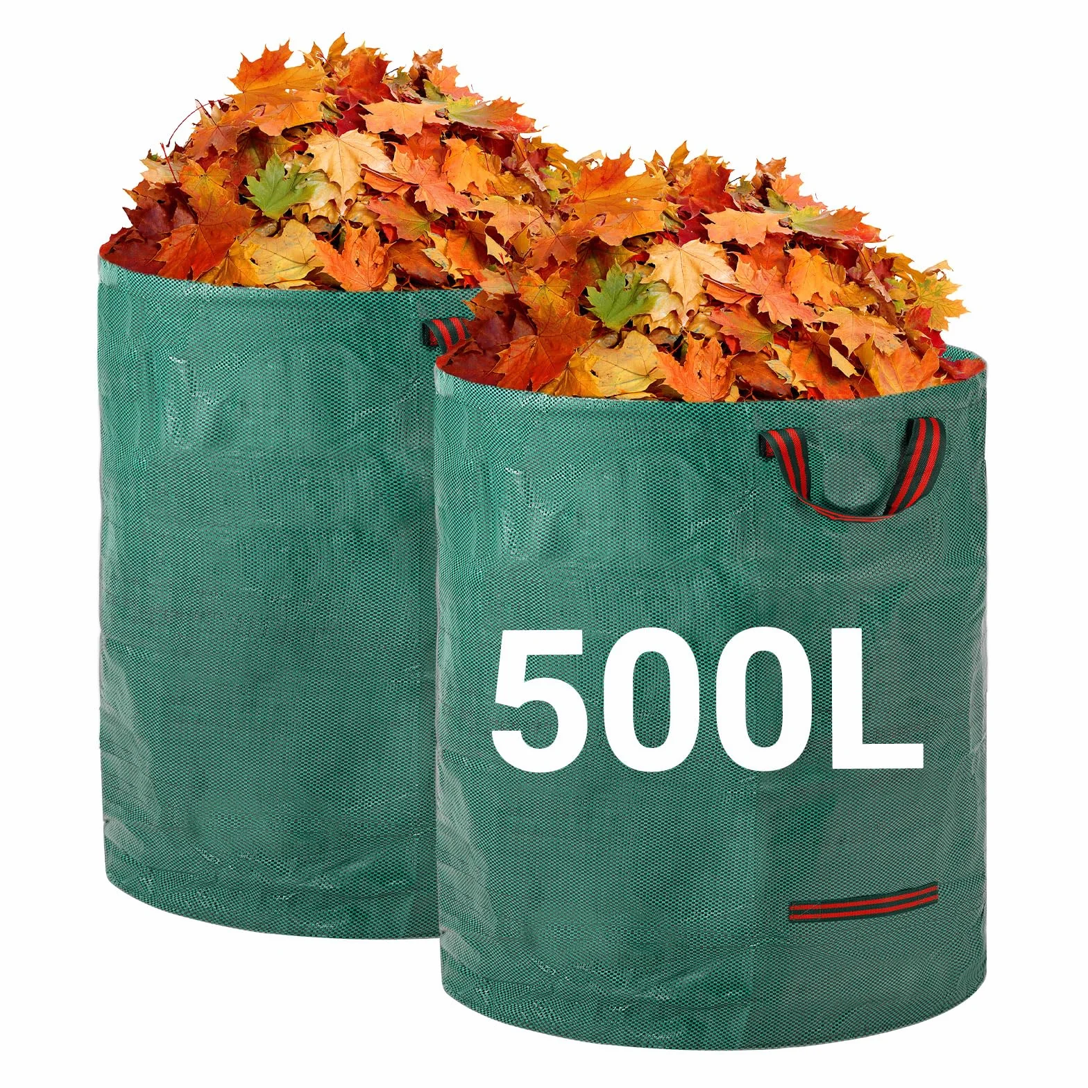 Velway Bolsas De Residuos De Jardín 500L X 2 - Reutilizables Con Asas, Tela Resistente Para Hojas, Basura Y Escombros, Bolsas Impermeables De Jardín