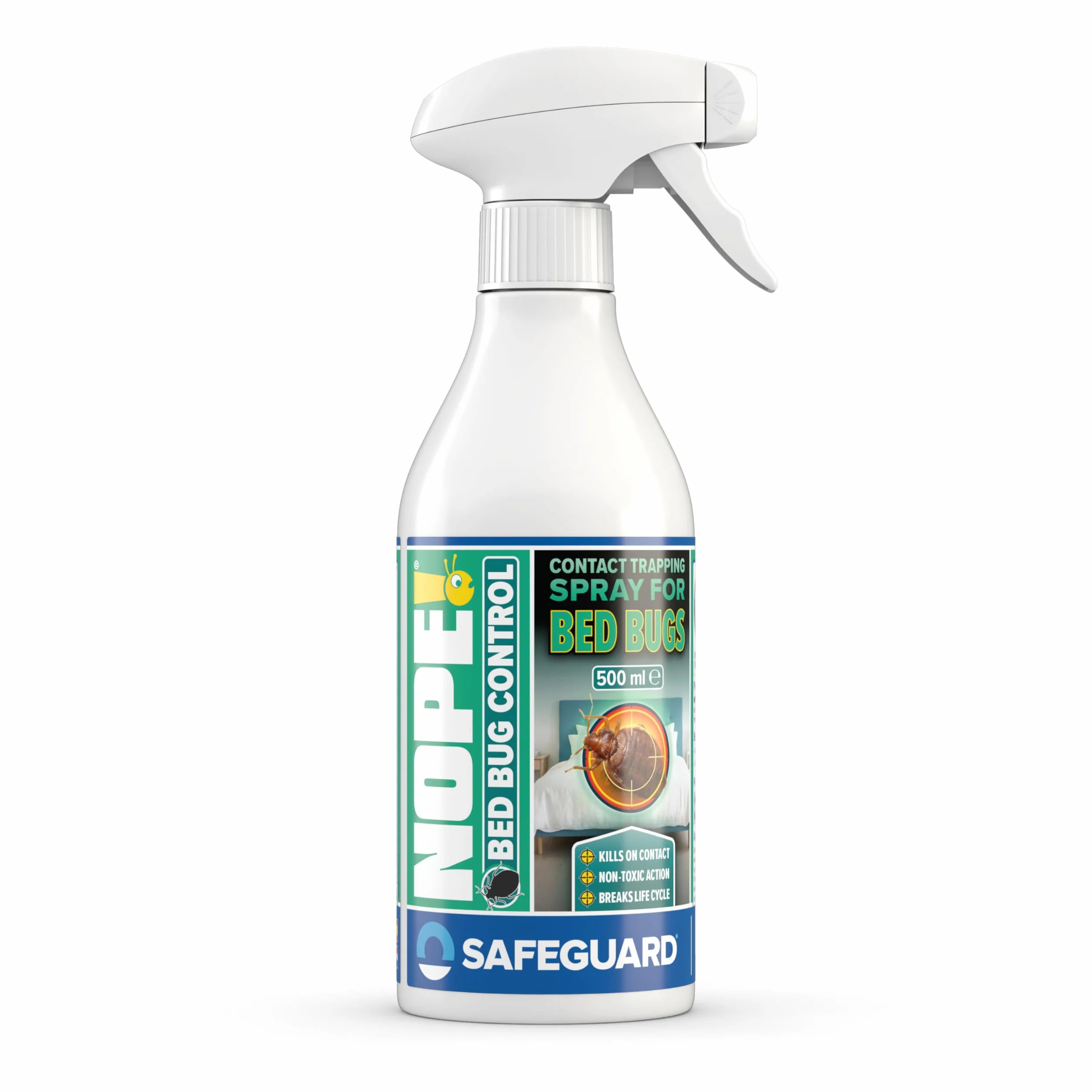 NOPE!® Control de Chinches | Spray Sin Pesticidas ni Biocidas (500ml) | Eliminación por Acción Mecánica No Tóxica | Seguro para Colchones, Somieres y Ropa de Cama | Sin olores persistentes