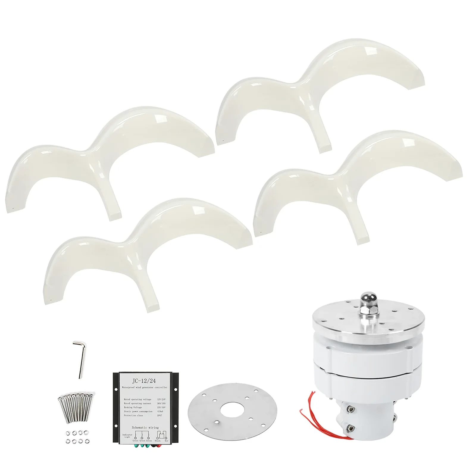 DT-HL Generador de Turbina Eólica con Forma de Calabaza Blanca de 600 W, 4 Palas, Generador de Energía Eólica de Alta Eficiencia para Uso Doméstico y Exterior (12V)