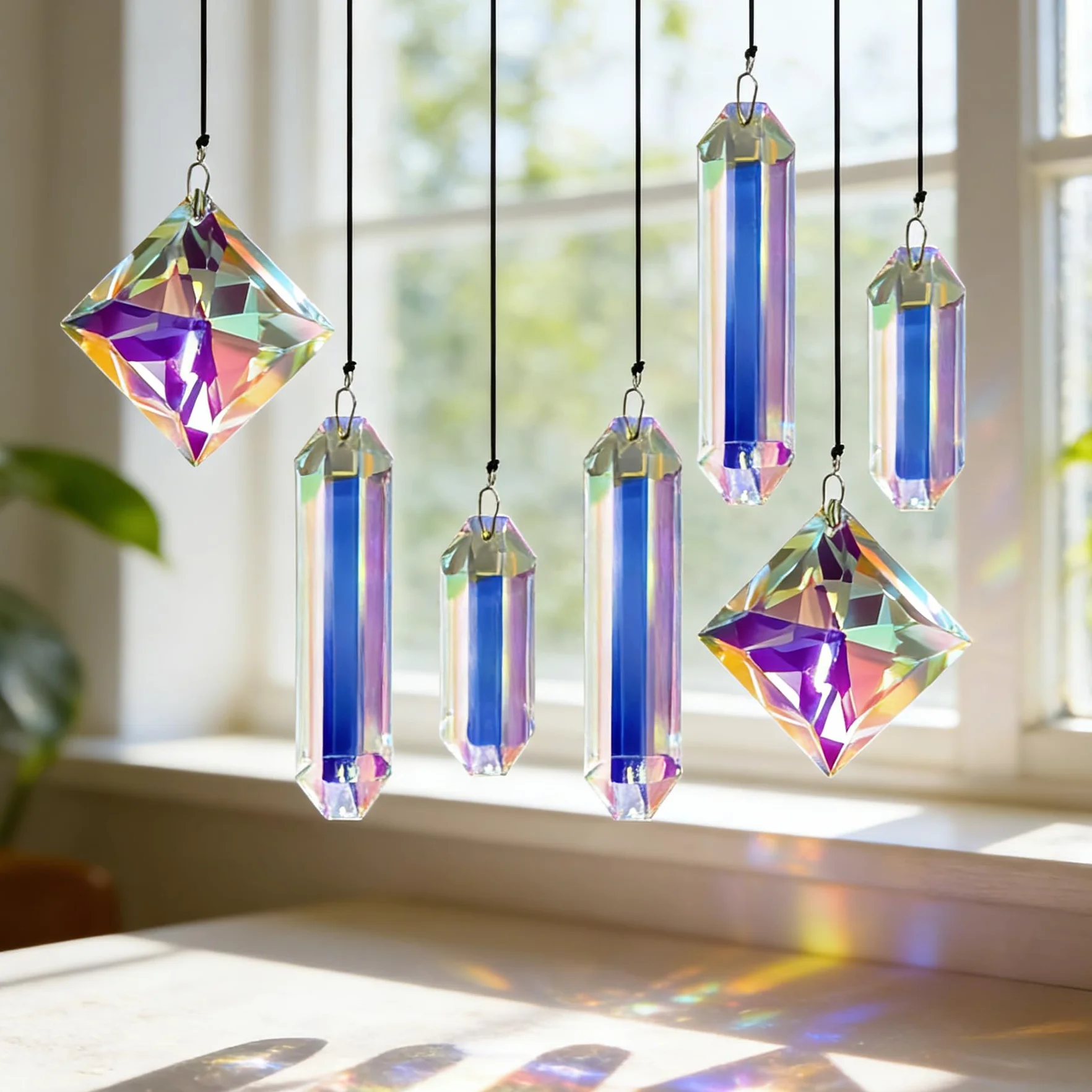 VEEKAY 7 Piezas Atrapasoles de Cristal,Colgante Suncatcher Ornamento, Sun Catcher para Ventanas y Jardines,para Casa, Jardín, Oficina