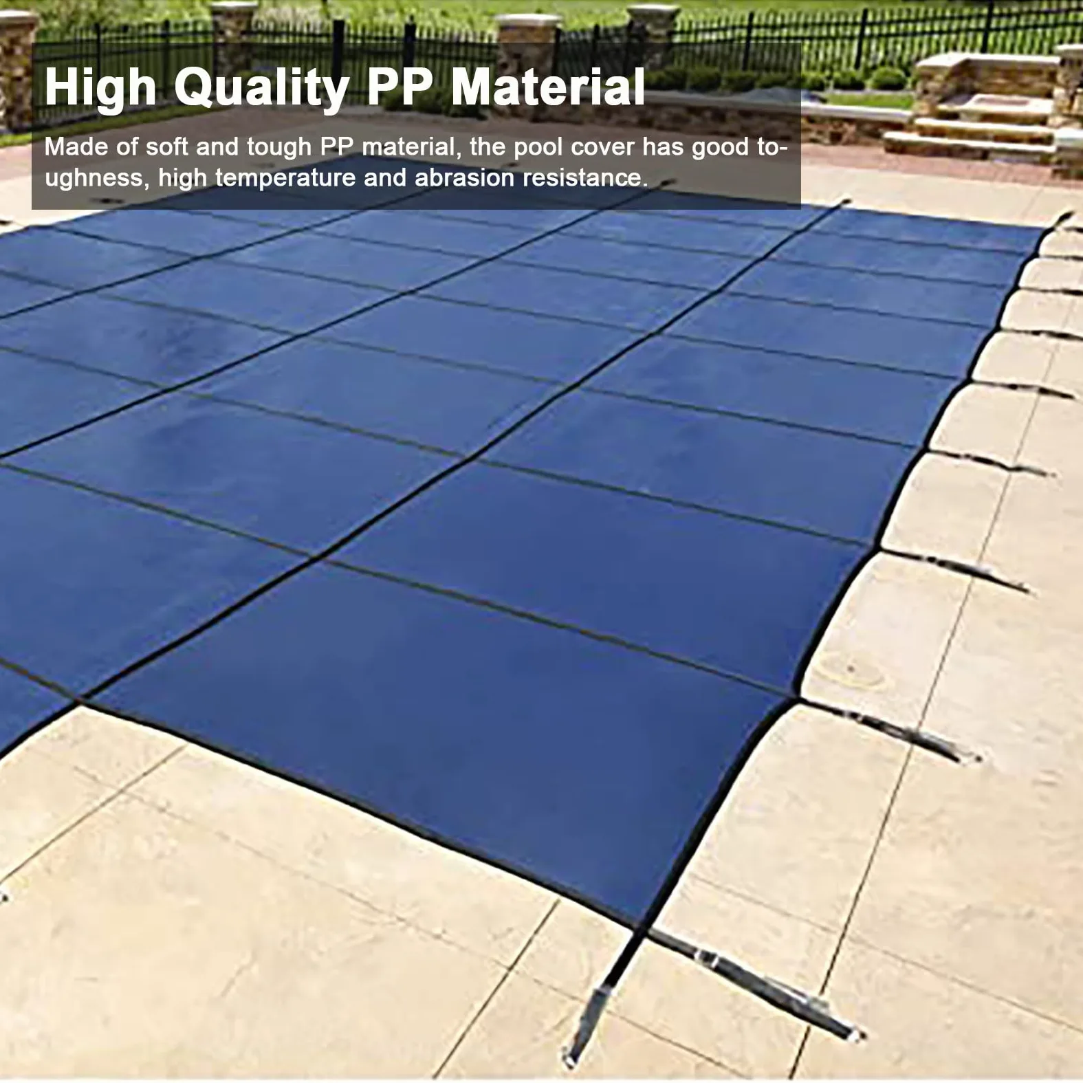 Cobertor Solar para Piscinas Cubiertas de invierno para piscina de alta resistencia azul, cubierta segura de red de hojas duradera para patio trasero al aire libre, alfombrilla de marco rectangular,