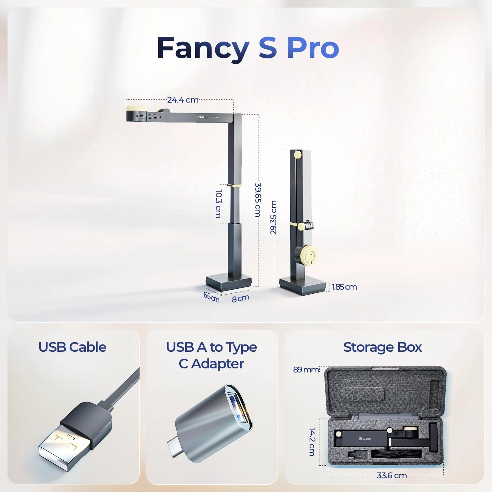 CZUR Fancy S Pro Cámara de Documentos 4K USB 12MP con Luz LED, Micrófono y Enfoque Automático 60 fps