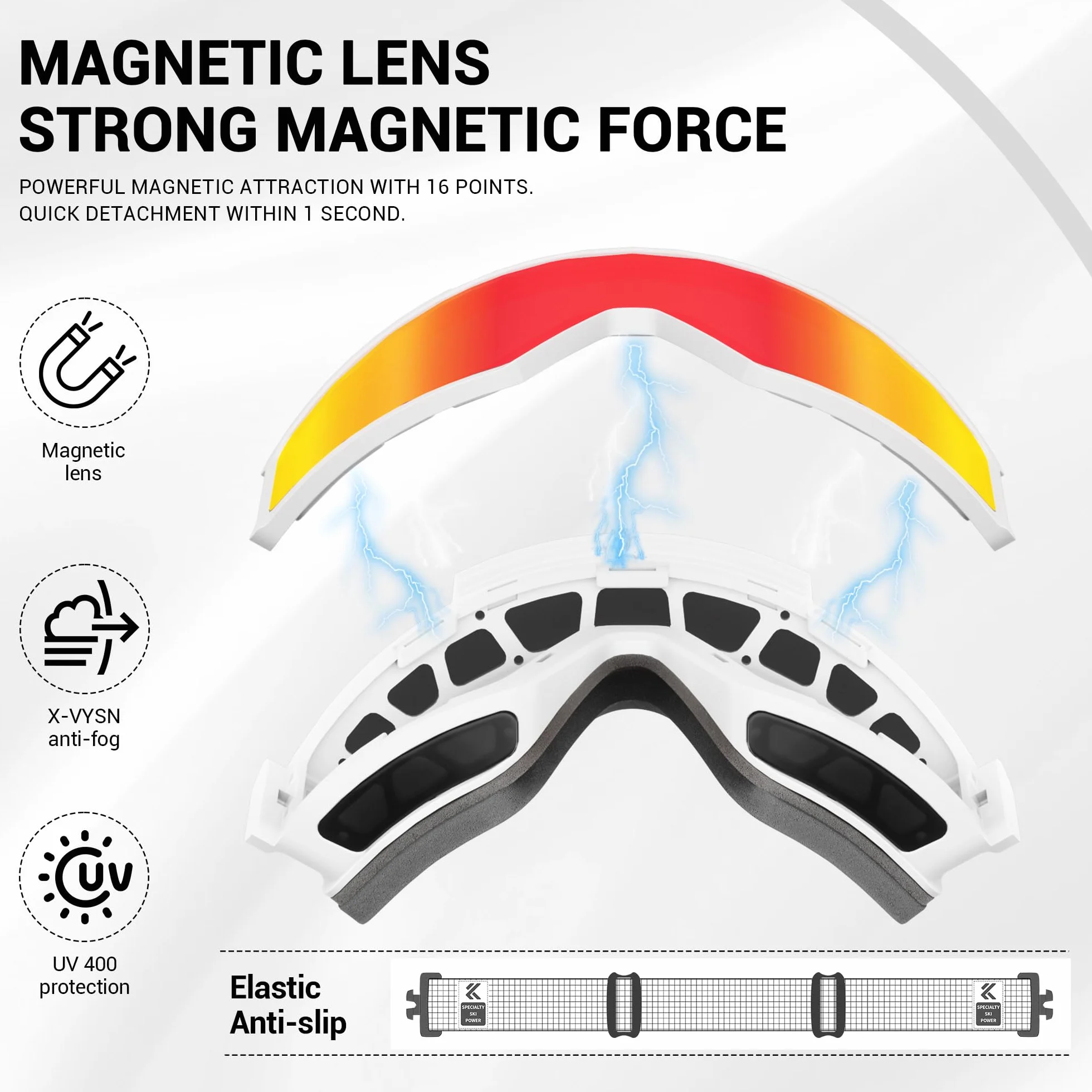 KAPVOE Gafas de Esquí Fotocromáticas con Lentes Magnéticas UV400 Antivaho