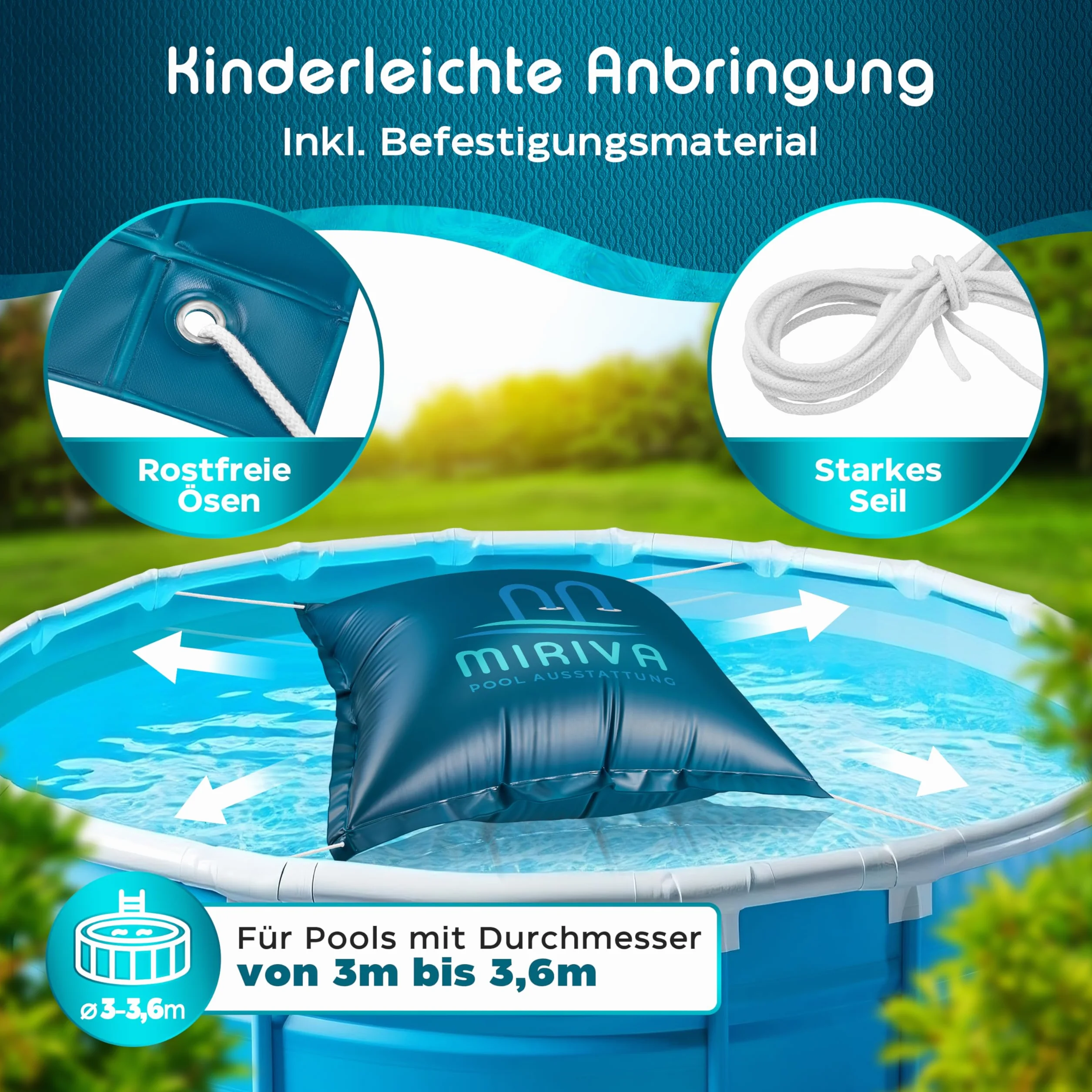 Cojín de piscina de invierno – 2 x 2,5 m – Cojín de piscina invernal – Cubierta de piscina de invierno – Cojín de aire para piscina (2 x 2,5 m)