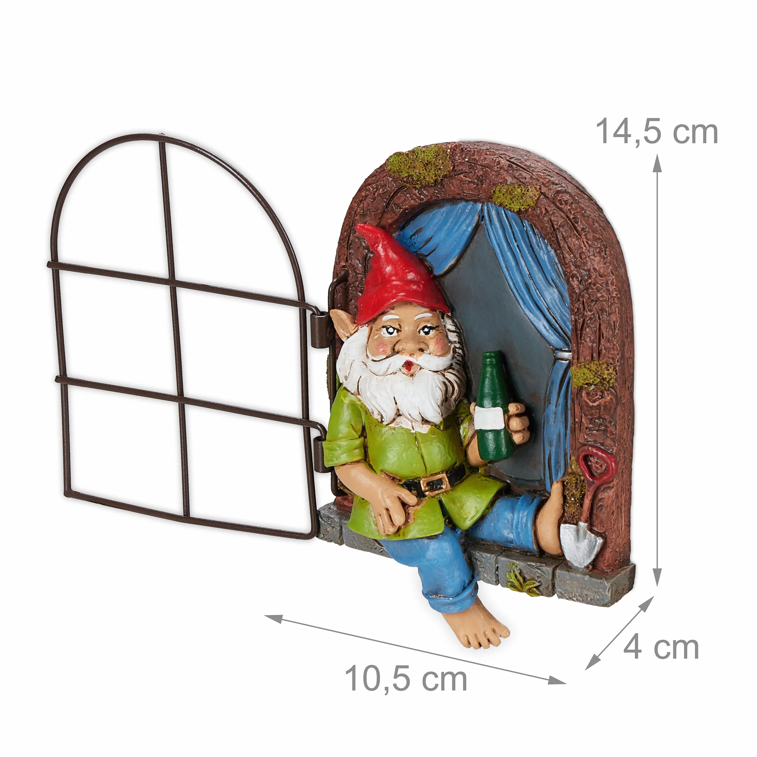 Relaxdays Decoración Árbol Gnomo en la Ventana, Resistente a la Intemperie, para Colgar, 14,5 x 10,5 x 4 cm, Multicolor