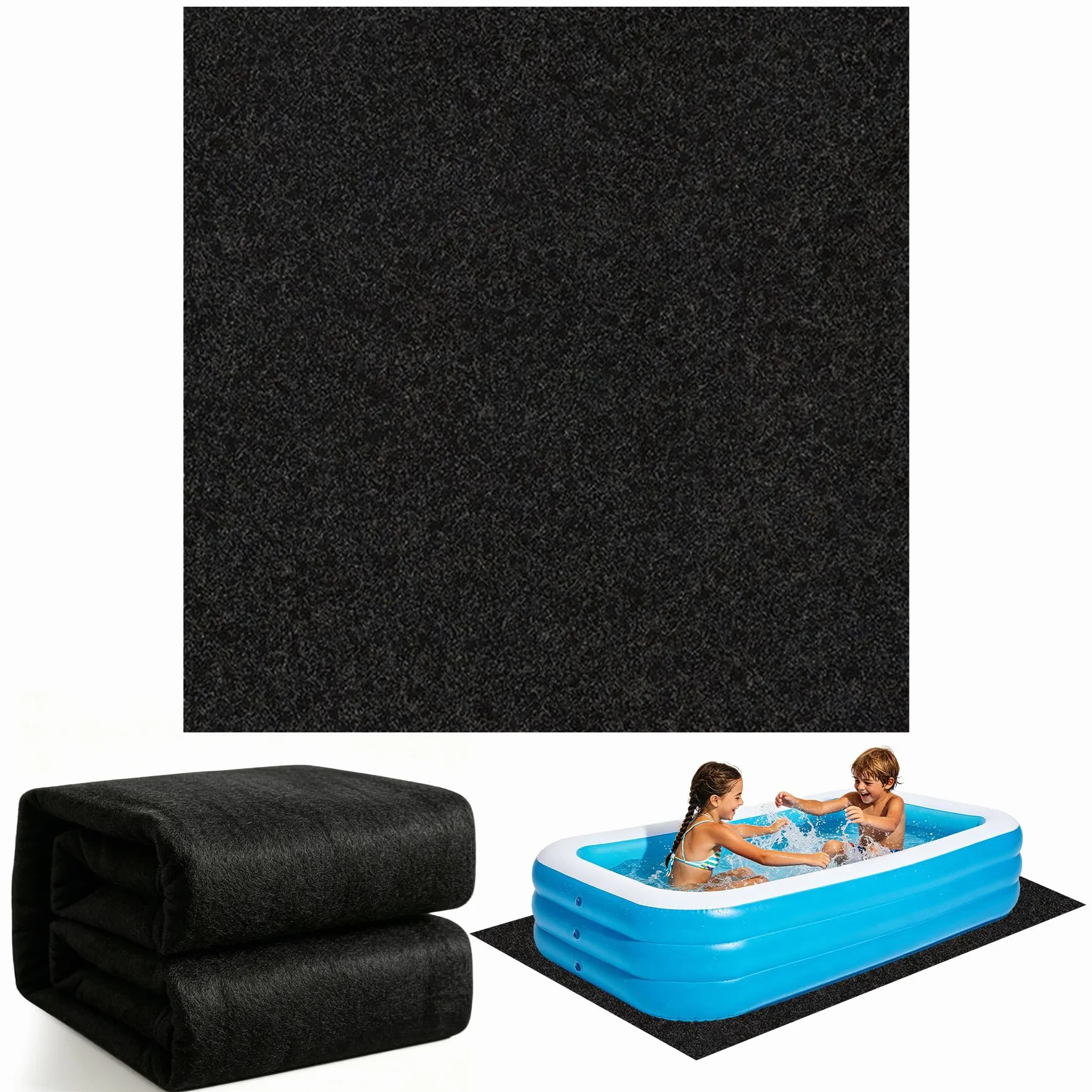 TZEKING Base de Piscina 4m Rectangular, Lona de Suelo en Geotextil 200g/m², Antideslizante y Absorbente para Piscinas Elevadas y Exteriores, Fácil de Colocar y Plegable para Jacuzzi