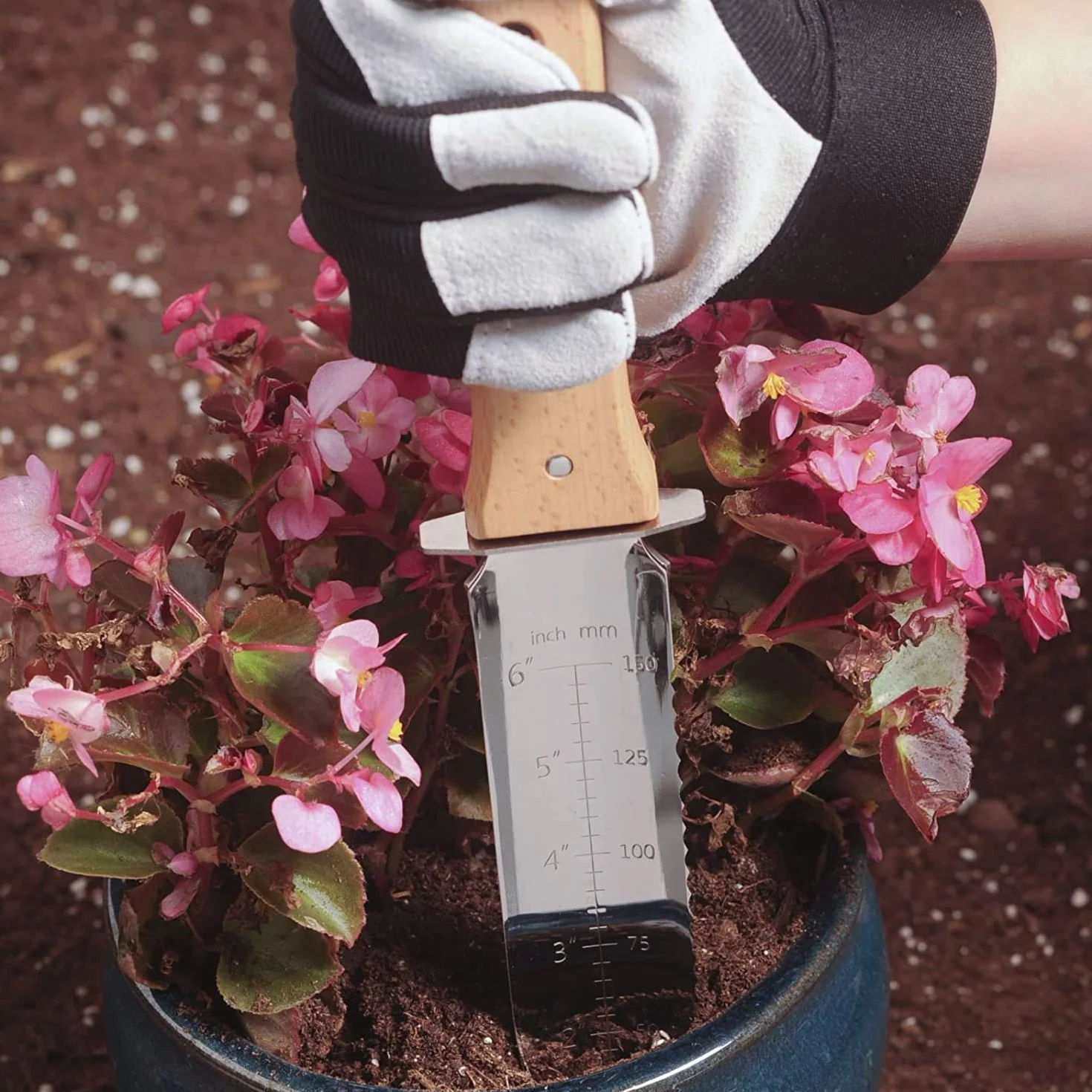Herramienta multifunción de jardín, trasplantador Hori Hori de Acero Inoxidable - Nisaku Hecho en Japón