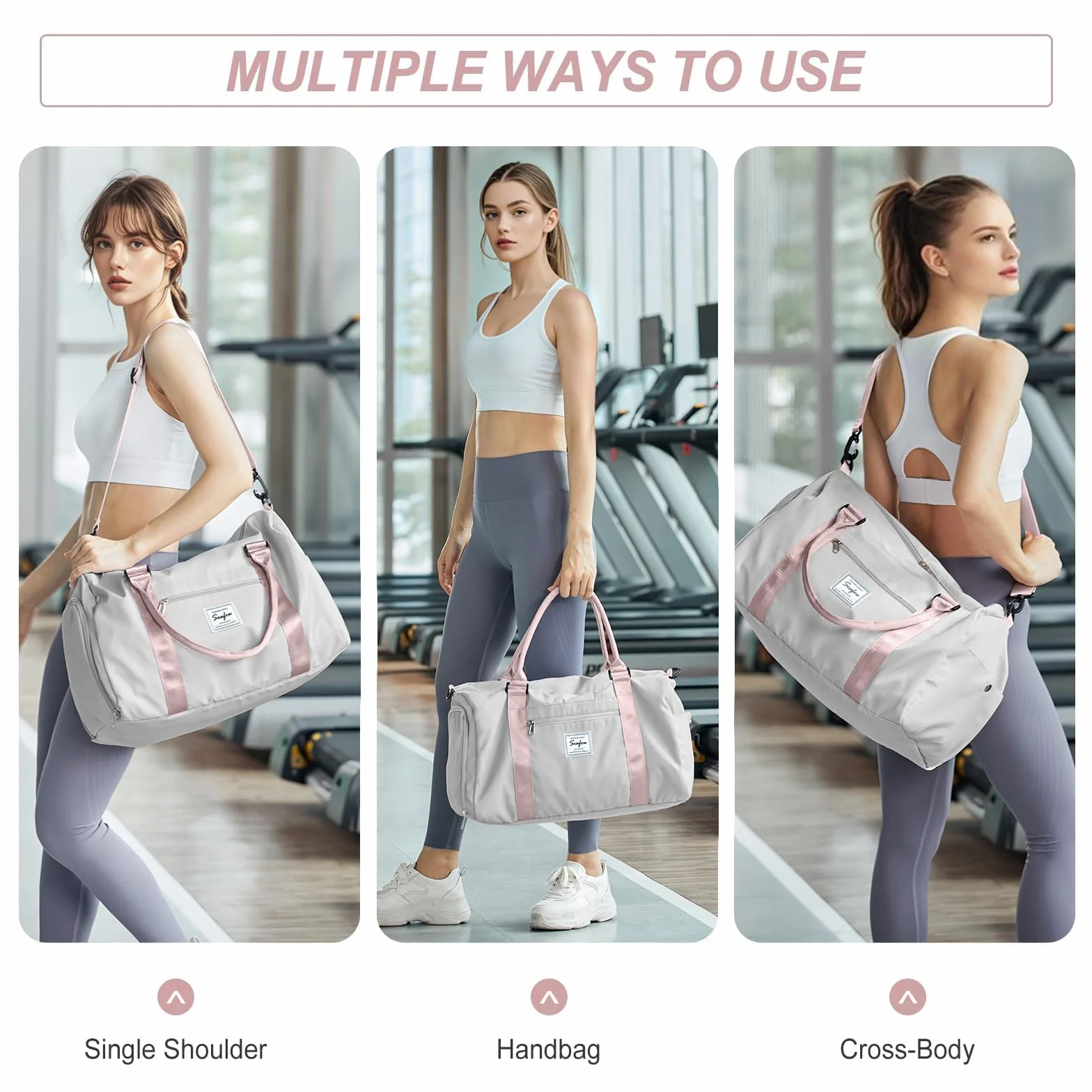 Bolsa Gimnasio Deportiva Mujer Hombre Grande con Compartimento Zapatos Bolsillo Húmedo Sports Gym Bag