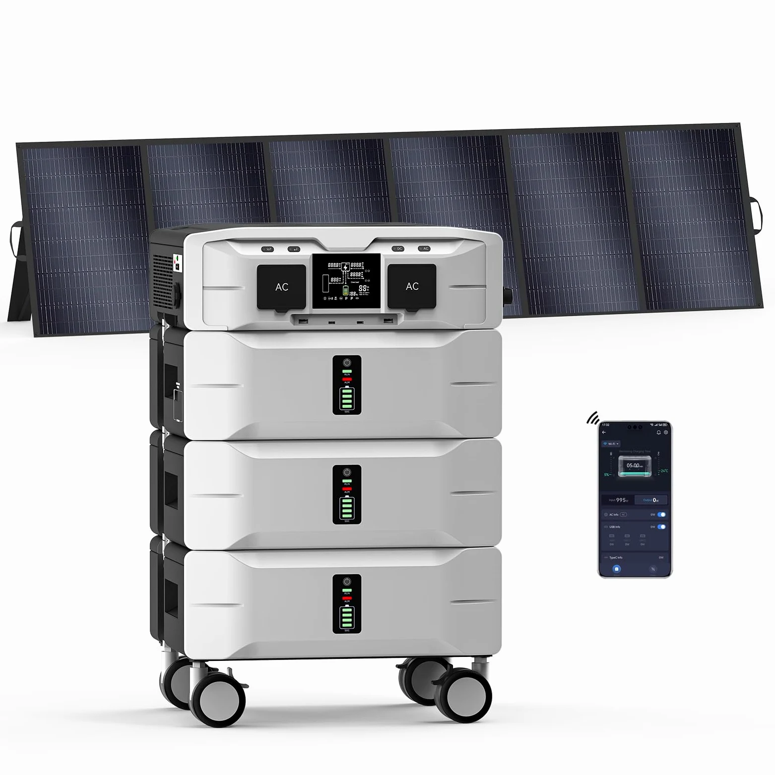 IEE 7680Wh Generador Solar con Panel 500W, 5000W Estación de Energía Portátil, Ampliable Hasta 10 kWh, App, 11 Puertos, Batería LiFePO4, Power Station para Camping, Caravana y Emergencias