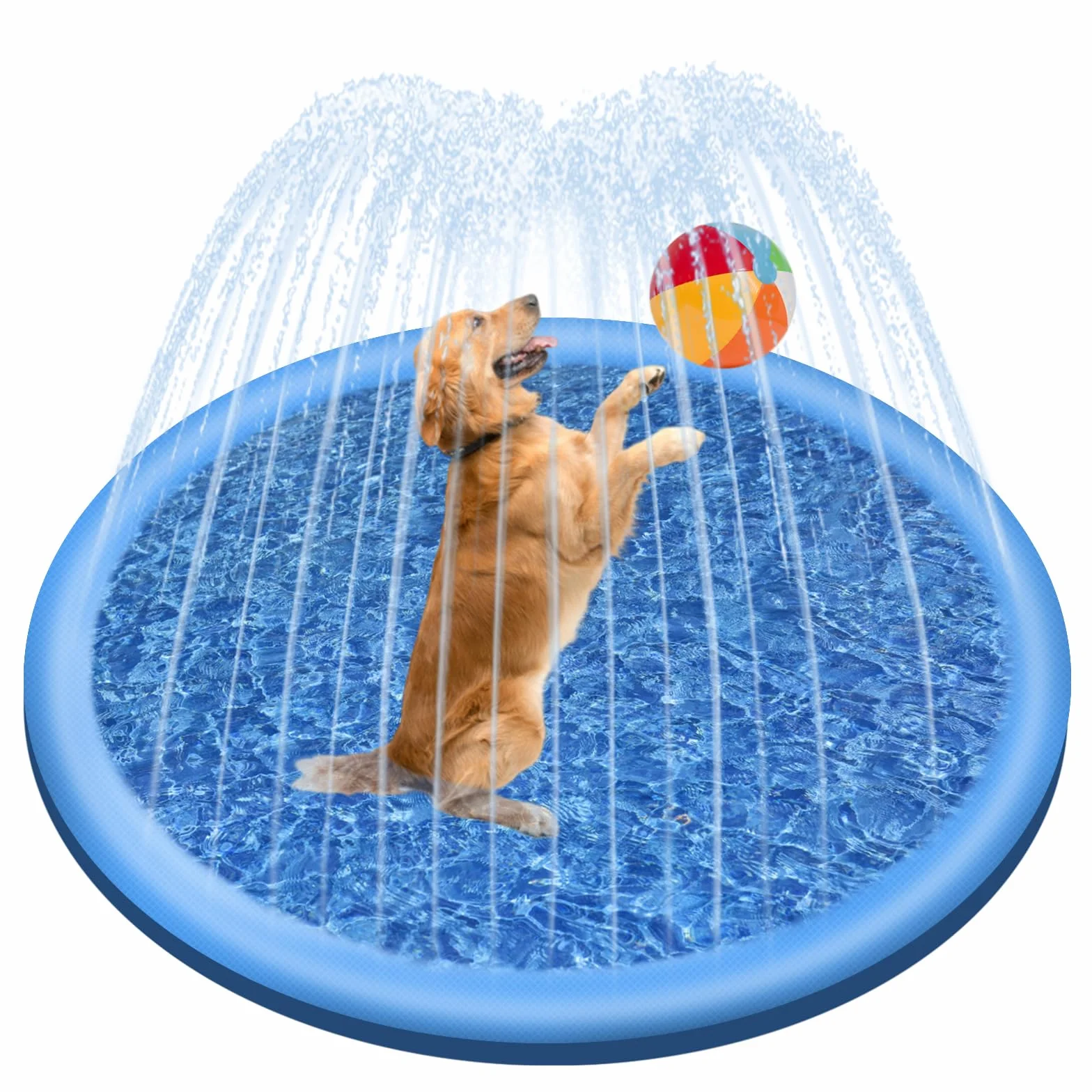 Jsdoin - Piscina inflable para perros (100 cm, plegable, gruesa), alfombra de juego para verano, jardín, playa, patio trasero, color azul