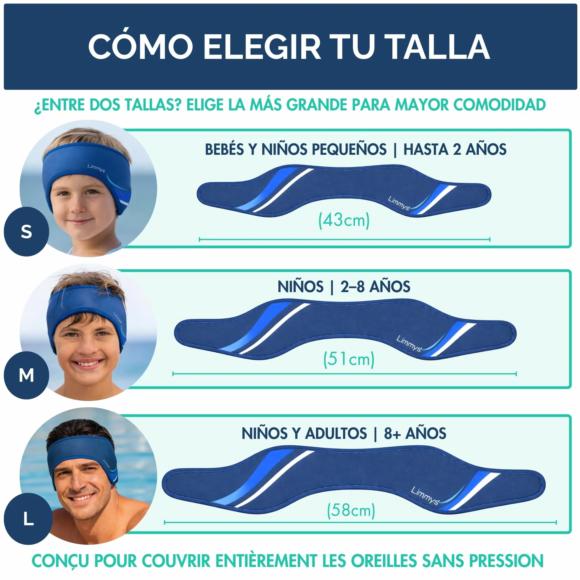 Limmys Banda de Natación para Niños y Adultos - Neopreno Elástico Reforzado, Sin Látex, Antideslizante