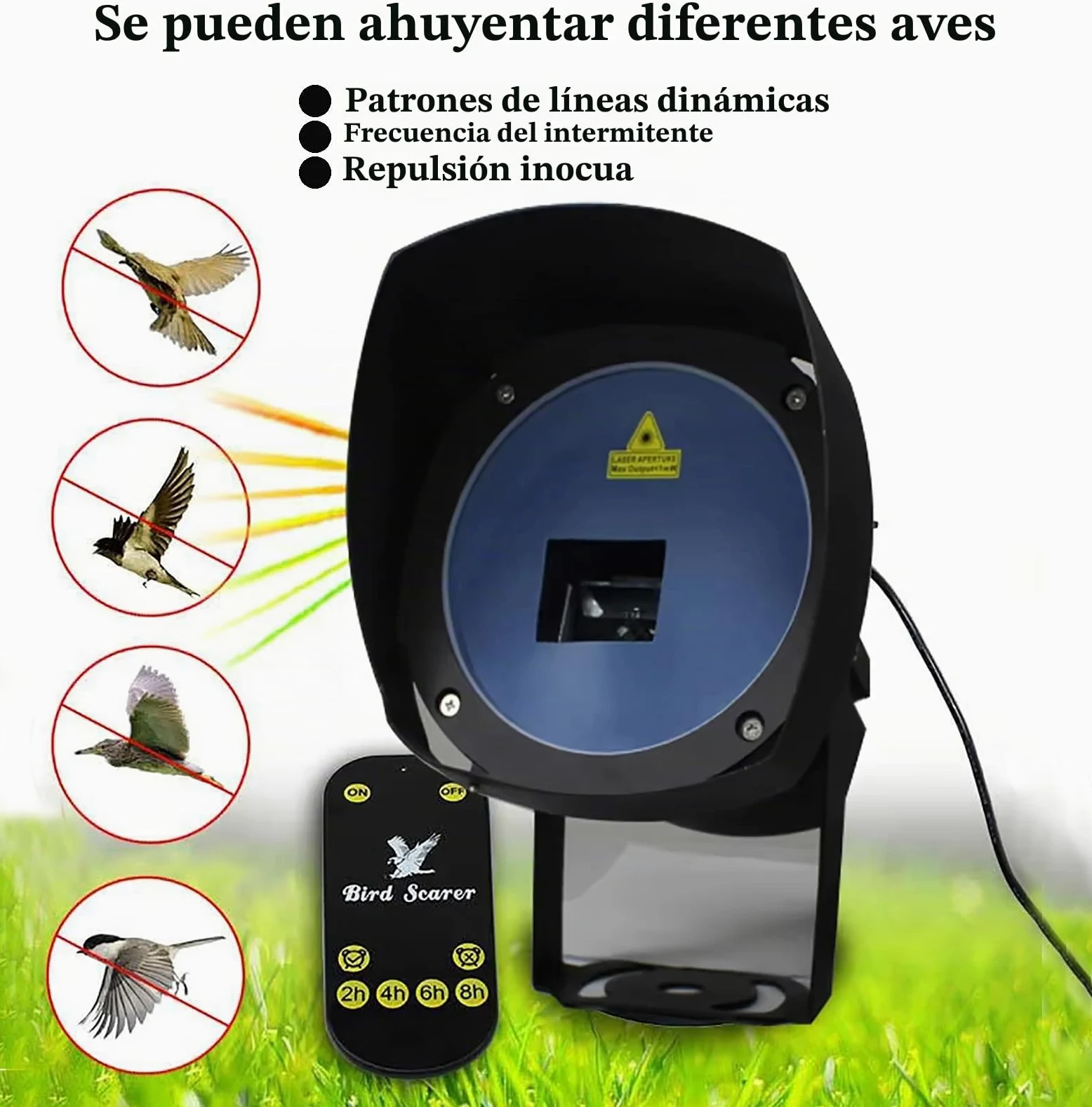 Repelente Láser Industrial para Aves, Ahuyentador De Aves Automático E Impermeable, Dispositivo Láser para Ahuyentar Pájaros En Aeropuertos, Ideal para Palomas, Estorninos Y Gorriones