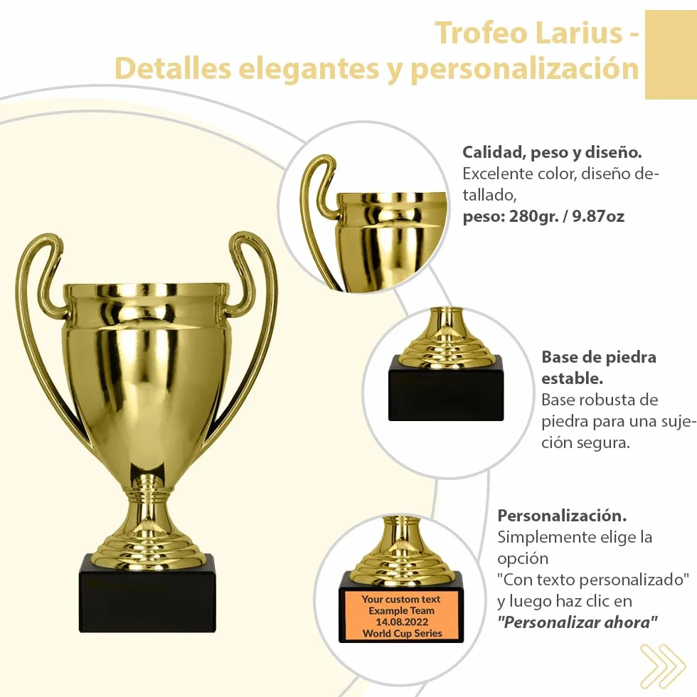 Larius Trofeo de premio de honor universal con/sin texto