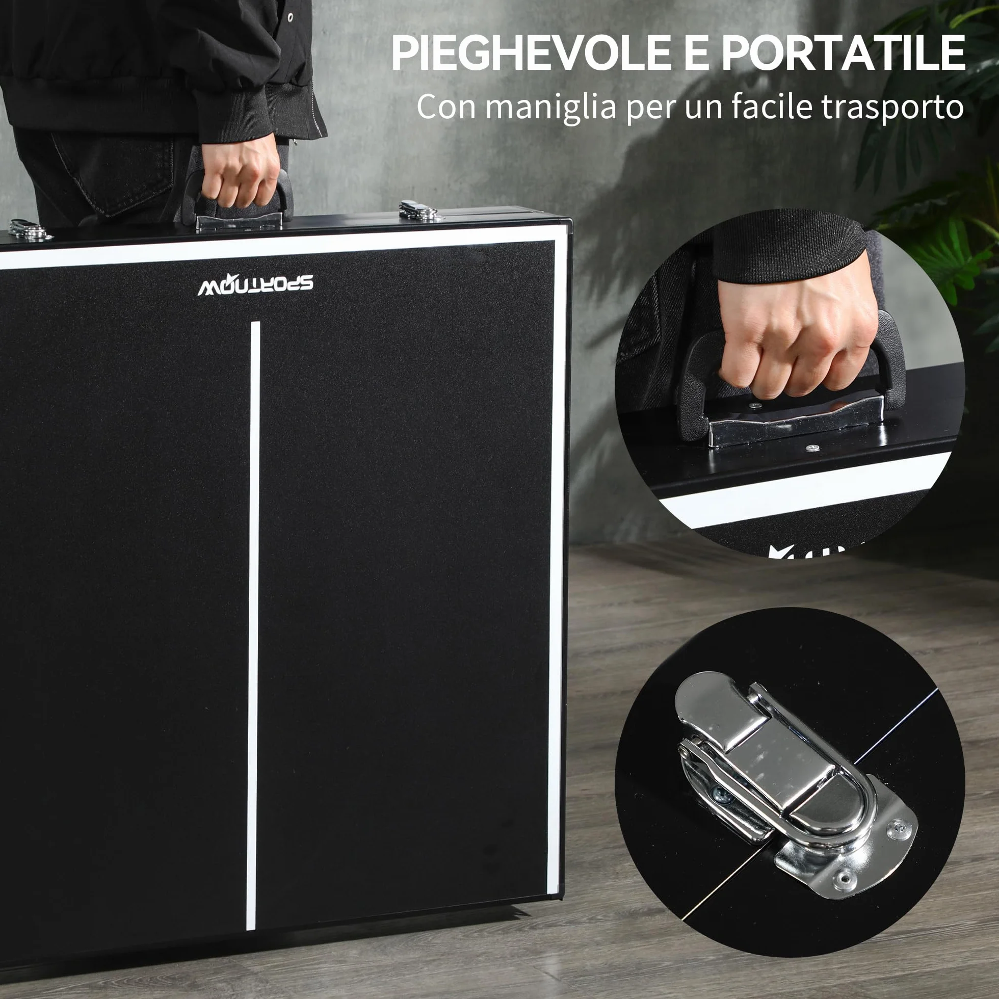 SPORTNOW Mesa de Ping Pong Plegable Aluminio 152x76x72 cm Negro