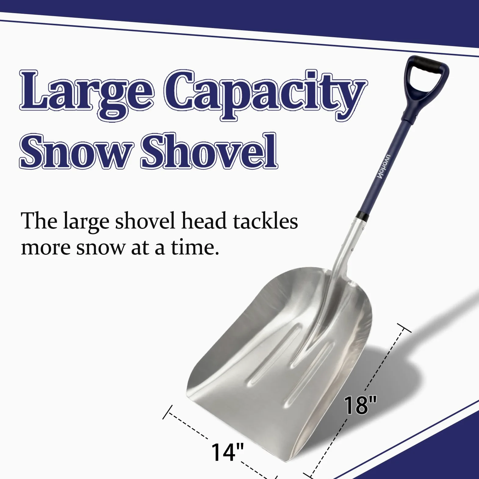 Nohovu Pala de nieve para entrada, pala de nieve de gran capacidad con mango en D, pala de nieve de aluminio para eliminación de nieve, 45 pulgadas