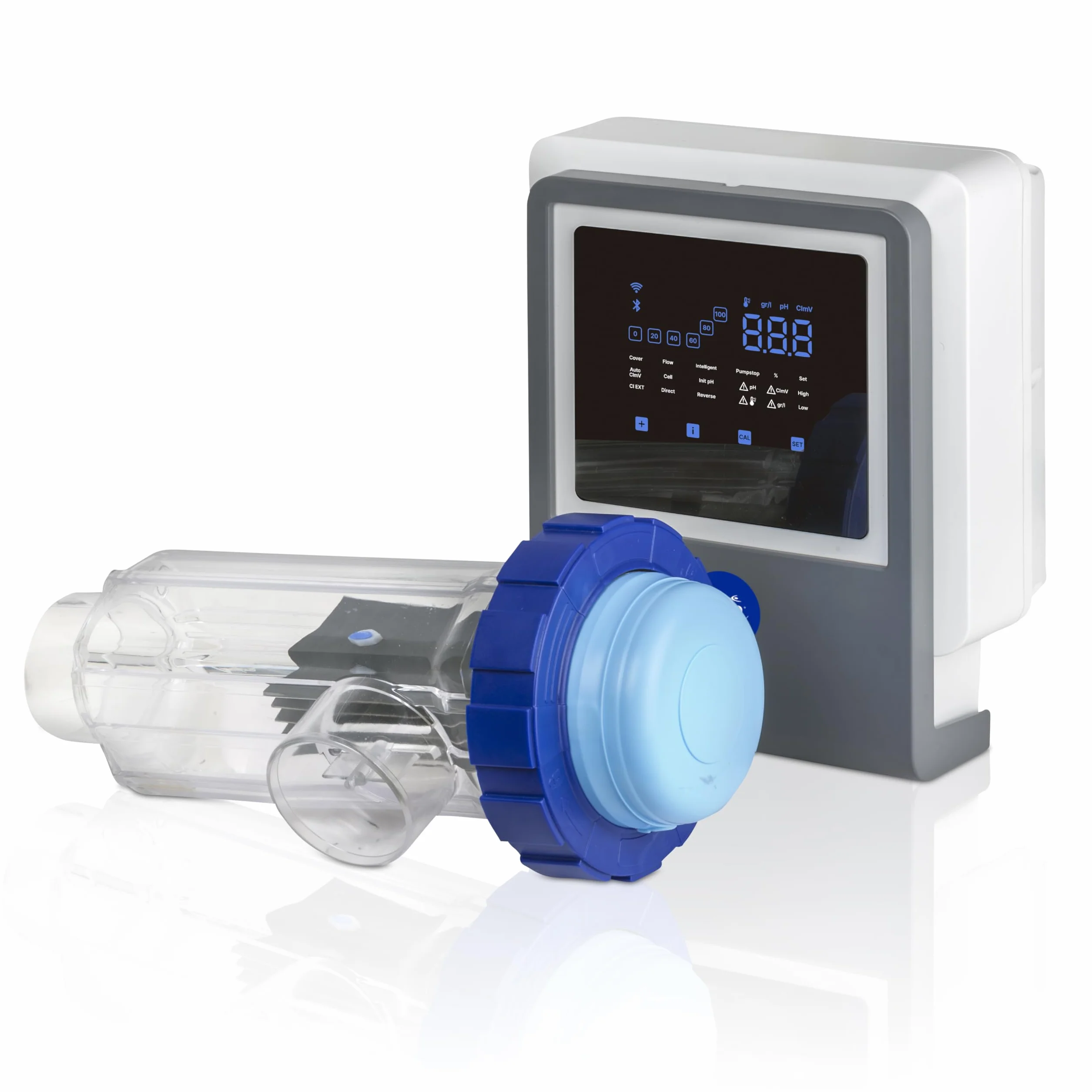 Gre - SWGA40 Clorador Salino Todo en Uno con Controlador de pH y Bomba Peristáltica, Conectado por App, 7 g/h, para Piscinas hasta 40 m³, Electrolisis de Sal Inteligente
