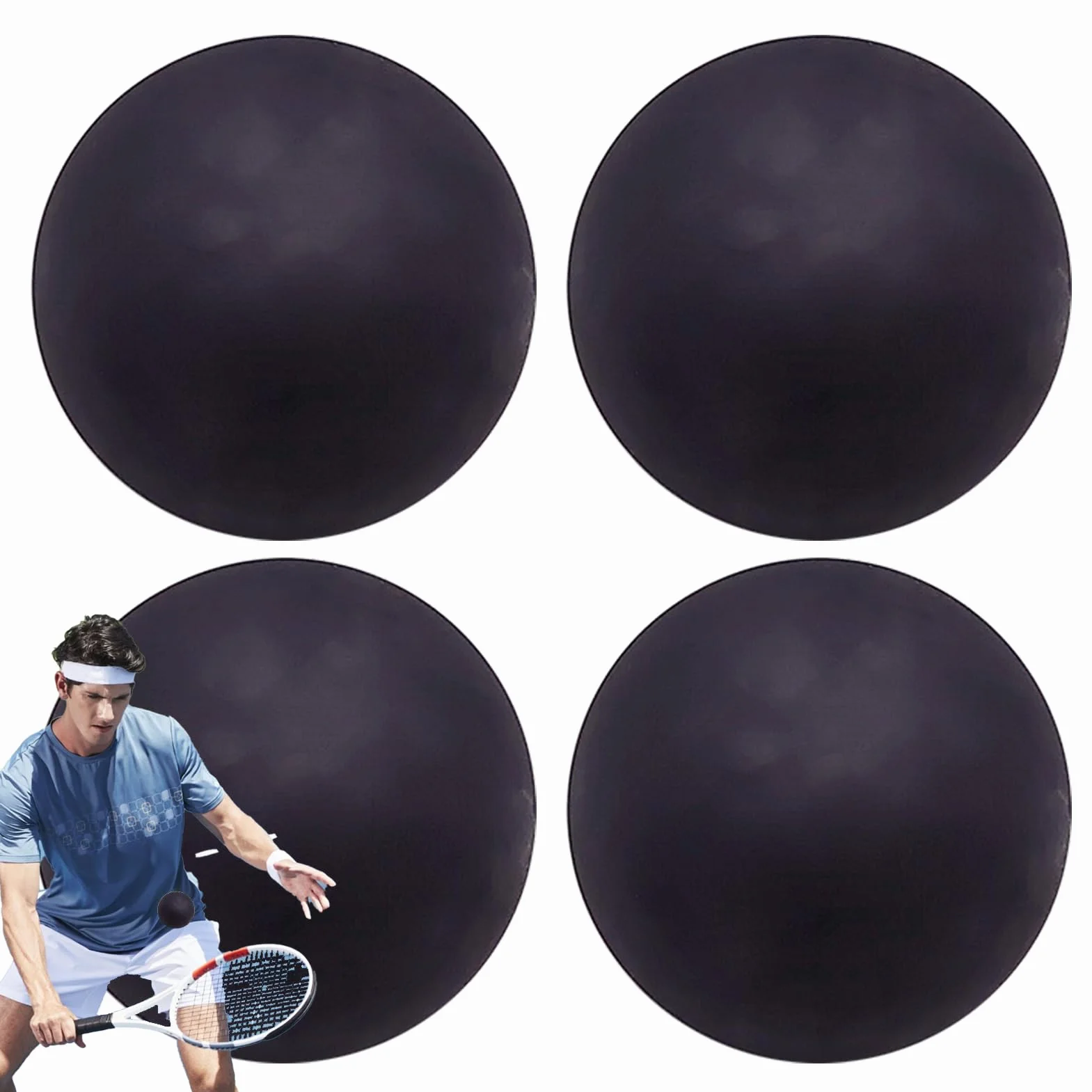 Pelotas De Squash Para Niños 4 Unidades Alta Elasticidad Entrenamiento Profesional De Goma