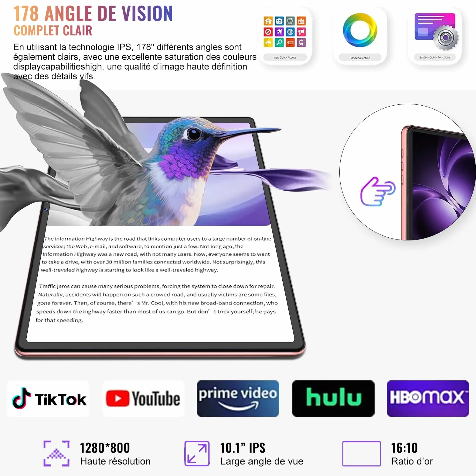Gemini AI Tablet Android 15 10 Pulgadas 64GB ROM Octa-Core 5G WiFi 6 Widevine L1 GMS Bluetooth 5.0 1280x800 FHD IPS con Teclado y Ratón Rosa