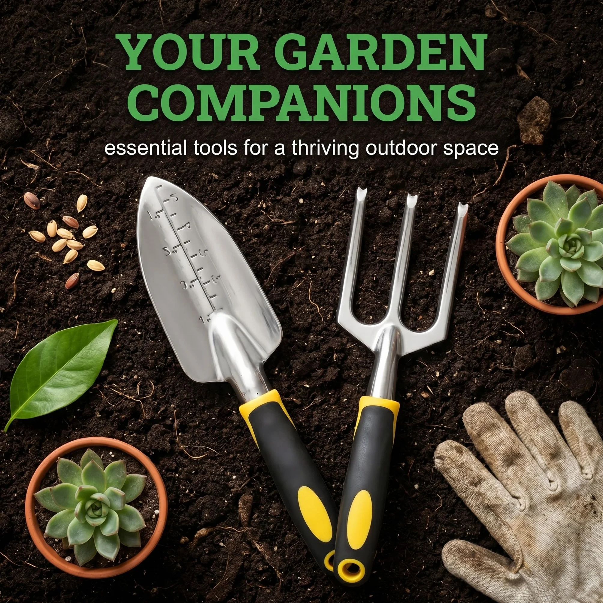 2 Piezas Herramientas De Jardín Herramientas Para Jardín Acero Inoxidable Pala Con Medidores De Profundidad Horca Con Mango Herramientas De Jardín Para Niños Y Adultos
