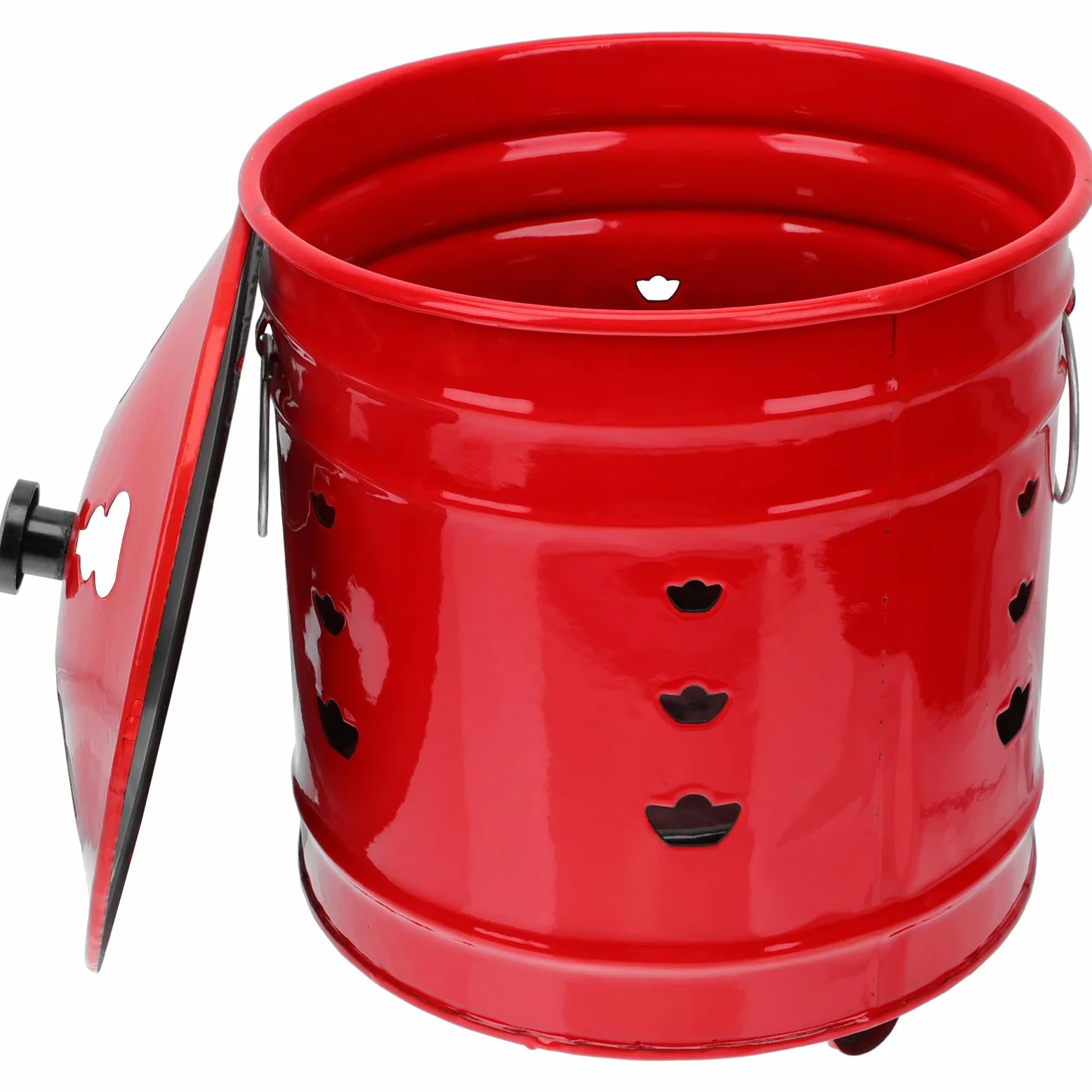 Happyyami Incinerador de barril de combustión esmaltado, lata de metal para jardín, hoguera, patio, escombros, horno, cubo para desperdicios de dinero, jardín, hoguera de madera